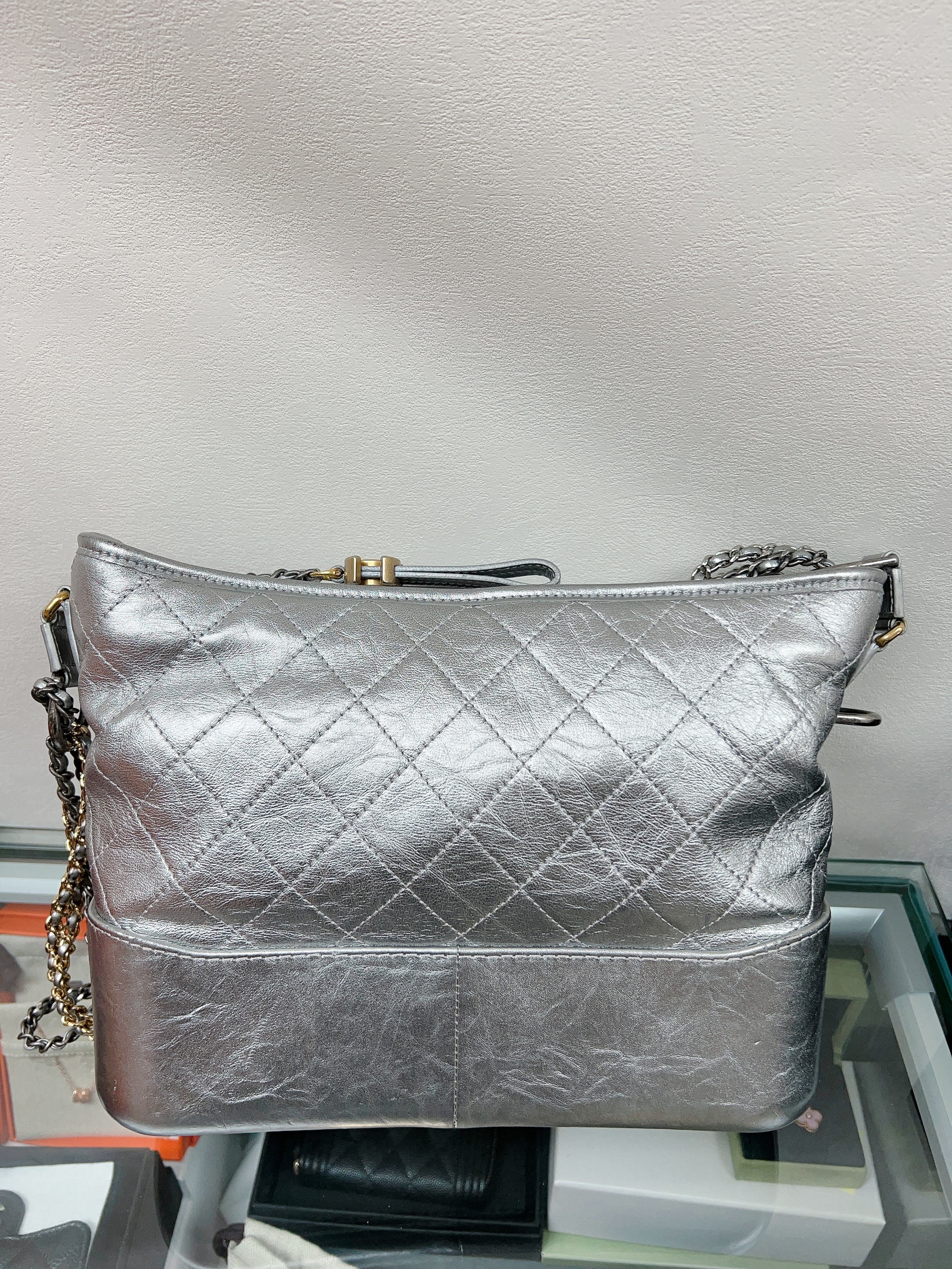 Chanel gabrielle hobo medium silver