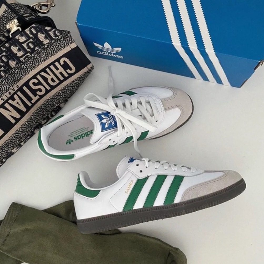 ADIDAS ORIGINAL SAMBA OG 焦糖底 麂皮 白綠 IG1024 男女鞋 / 預購