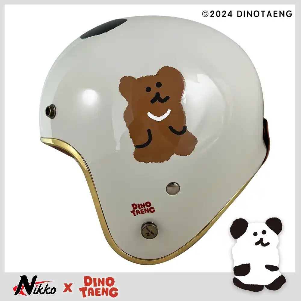 NIKKO N401 DINOTAENG BOBO 亮面象牙白 彩繪 3/4罩式 聯名款