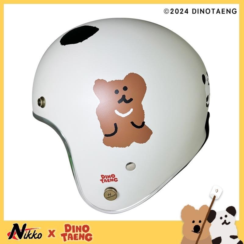 NIKKO N401 Dinotaeng BOBO彩蛋款 霧面午茶奶霜白 彩繪 3/4罩式 聯名款