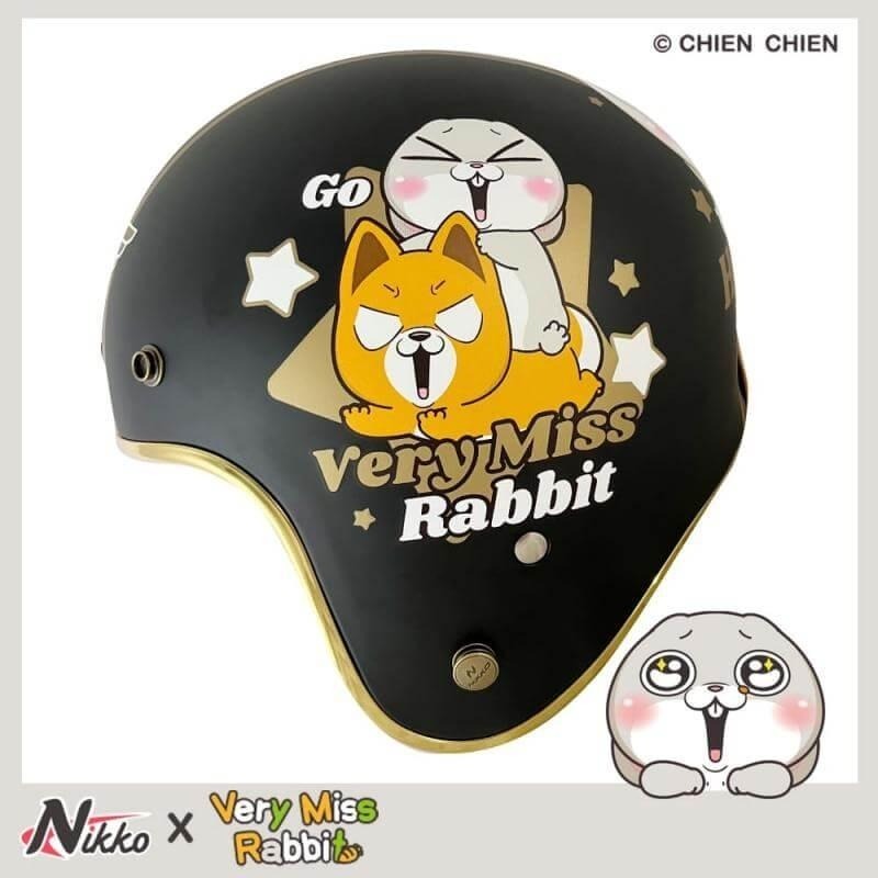 NIKKO N401好想兔 霧面黑 彩繪 3/4罩式 聯名款