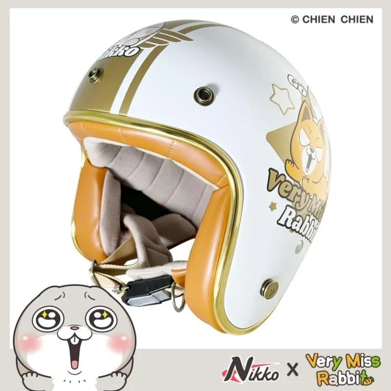 NIKKO N401好想兔 亮面白 彩繪 3/4罩式 聯名款