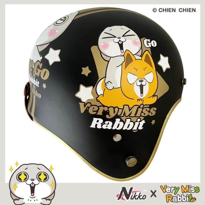 NIKKO N401好想兔 霧面黑 彩繪 3/4罩式 聯名款