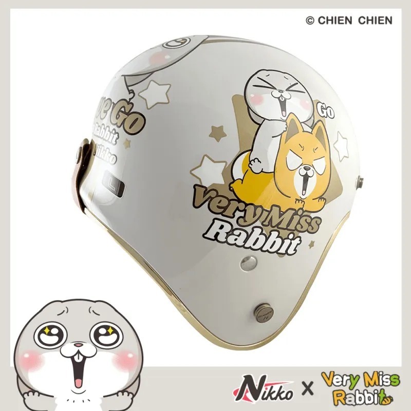 NIKKO N401好想兔 兔兔灰 彩繪 3/4罩式 聯名款