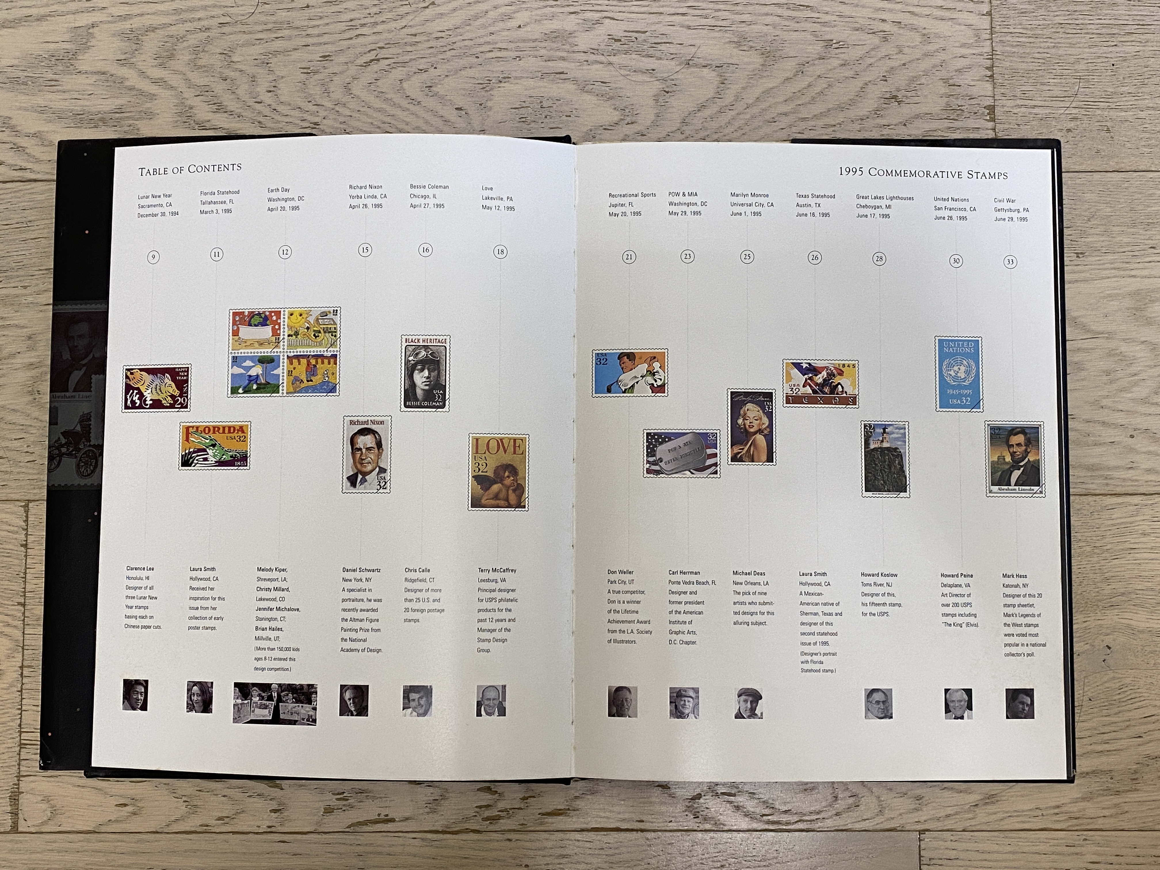 United States 1995 Stamp Yearbook (26 Sets of Stamps in Total) Full Book 64 Pages ($20 Off for Face-to-Face Transaction)