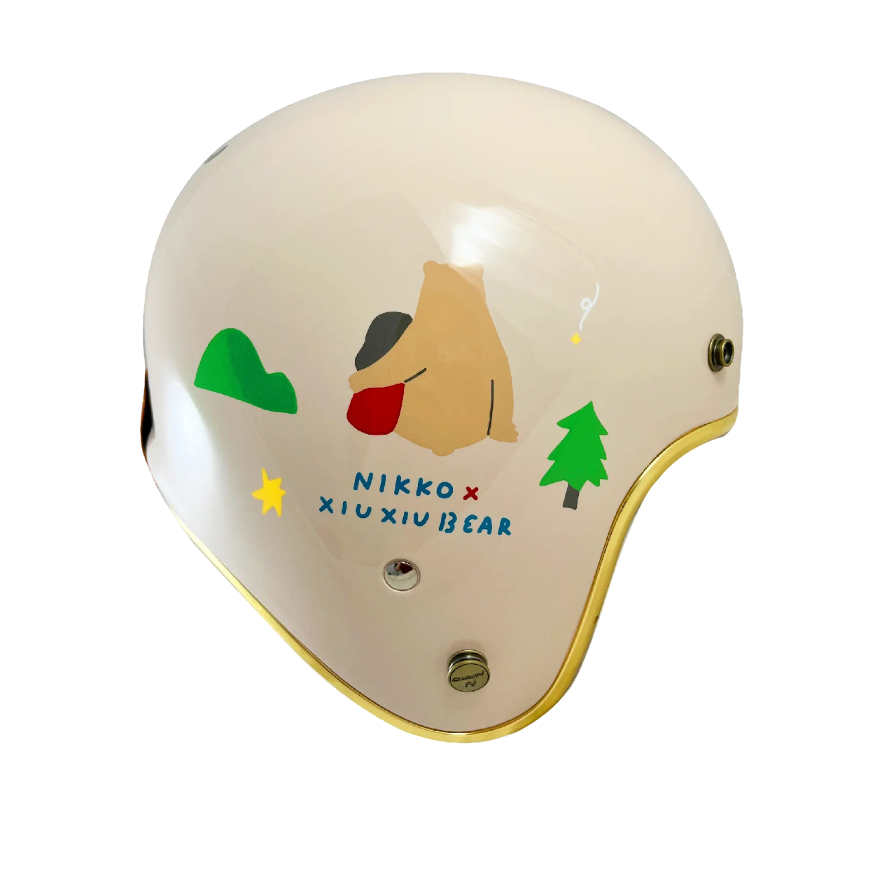 NIKKO N401 咻咻熊與小女孩 亮面淺奶茶 彩繪 3/4罩式 聯名款