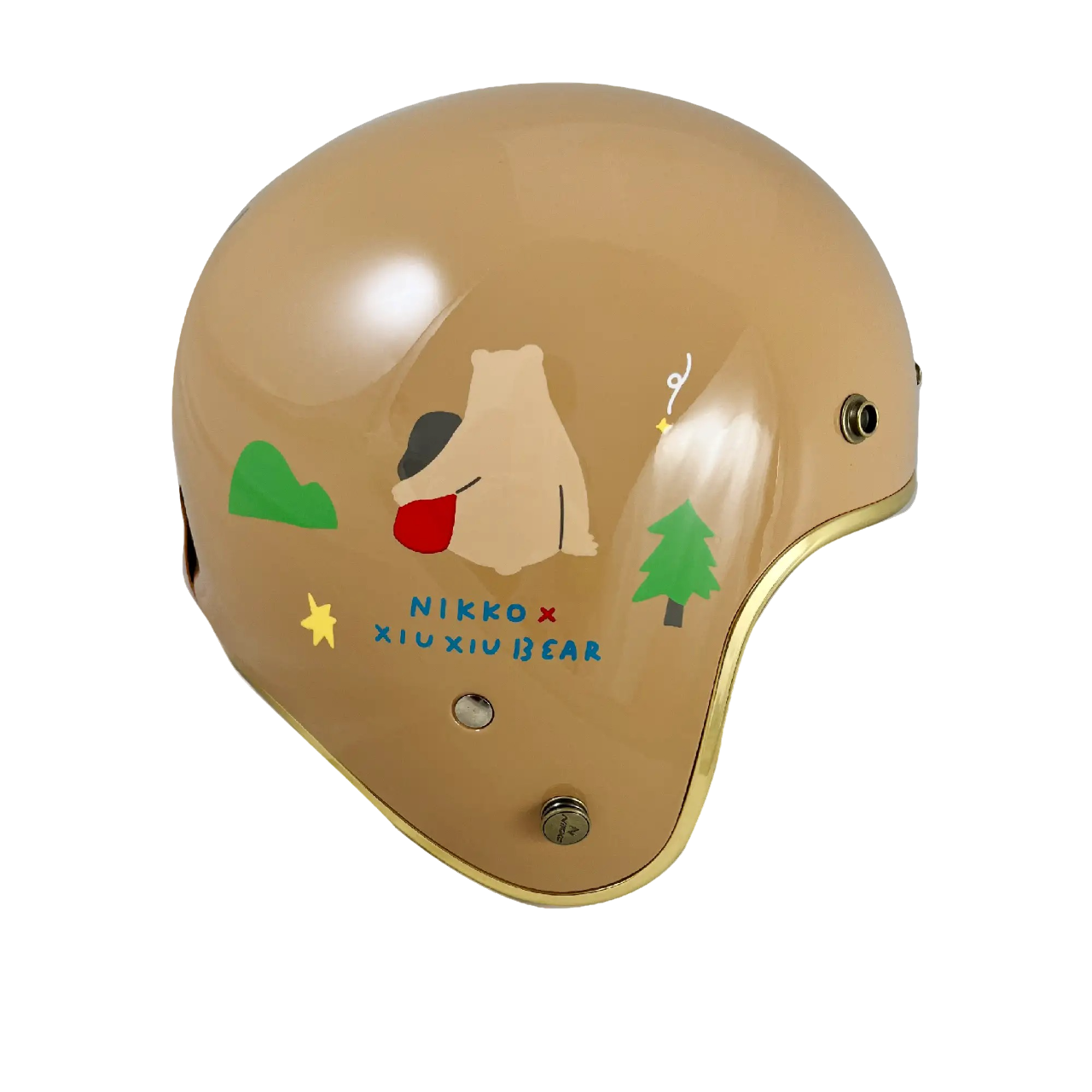 NIKKO N401 咻咻熊與小女孩 亮面咖啡 彩繪 3/4罩式 聯名款