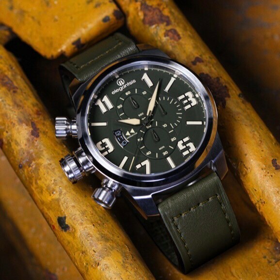 【elegantsis】愛樂時 JF48QS-陸海空ELJF48QS-OG05LC 48mm 現代鐘錶