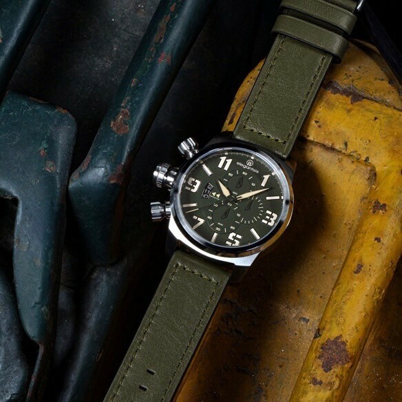 【elegantsis】愛樂時 JF48QS-陸海空ELJF48QS-OG05LC 48mm 現代鐘錶