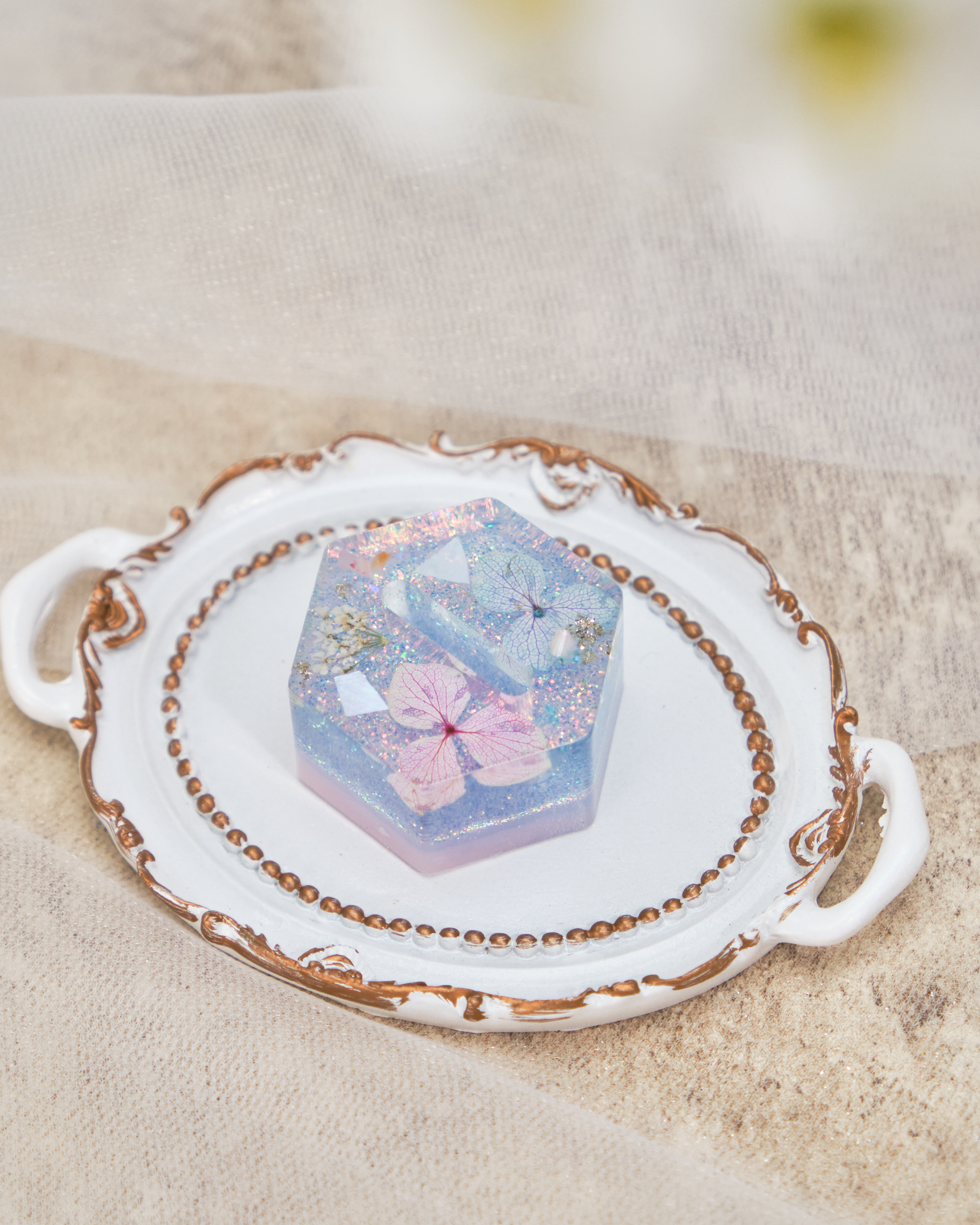 11124 晶瑩感押花樹脂戒指座