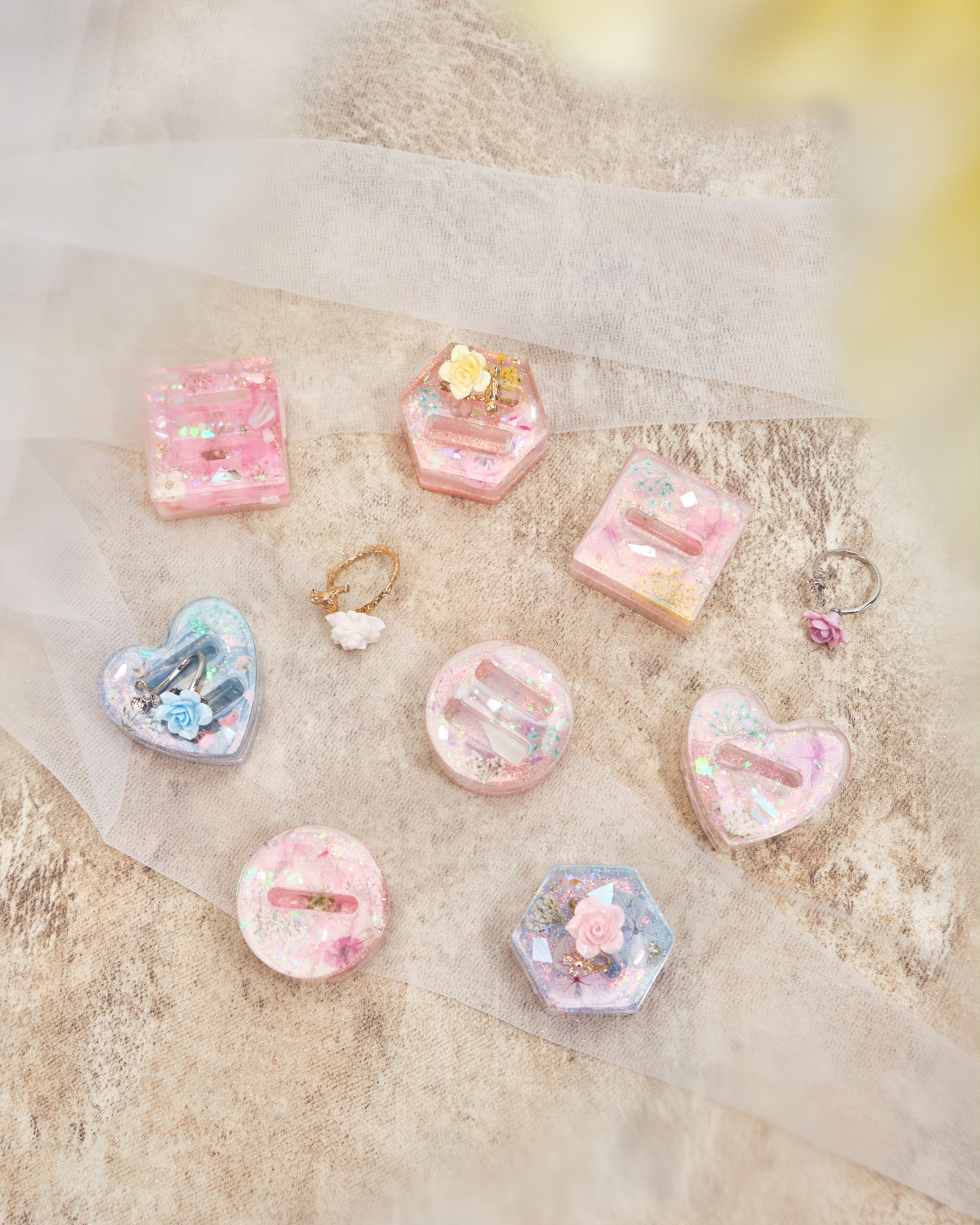 11124 晶瑩感押花樹脂戒指座