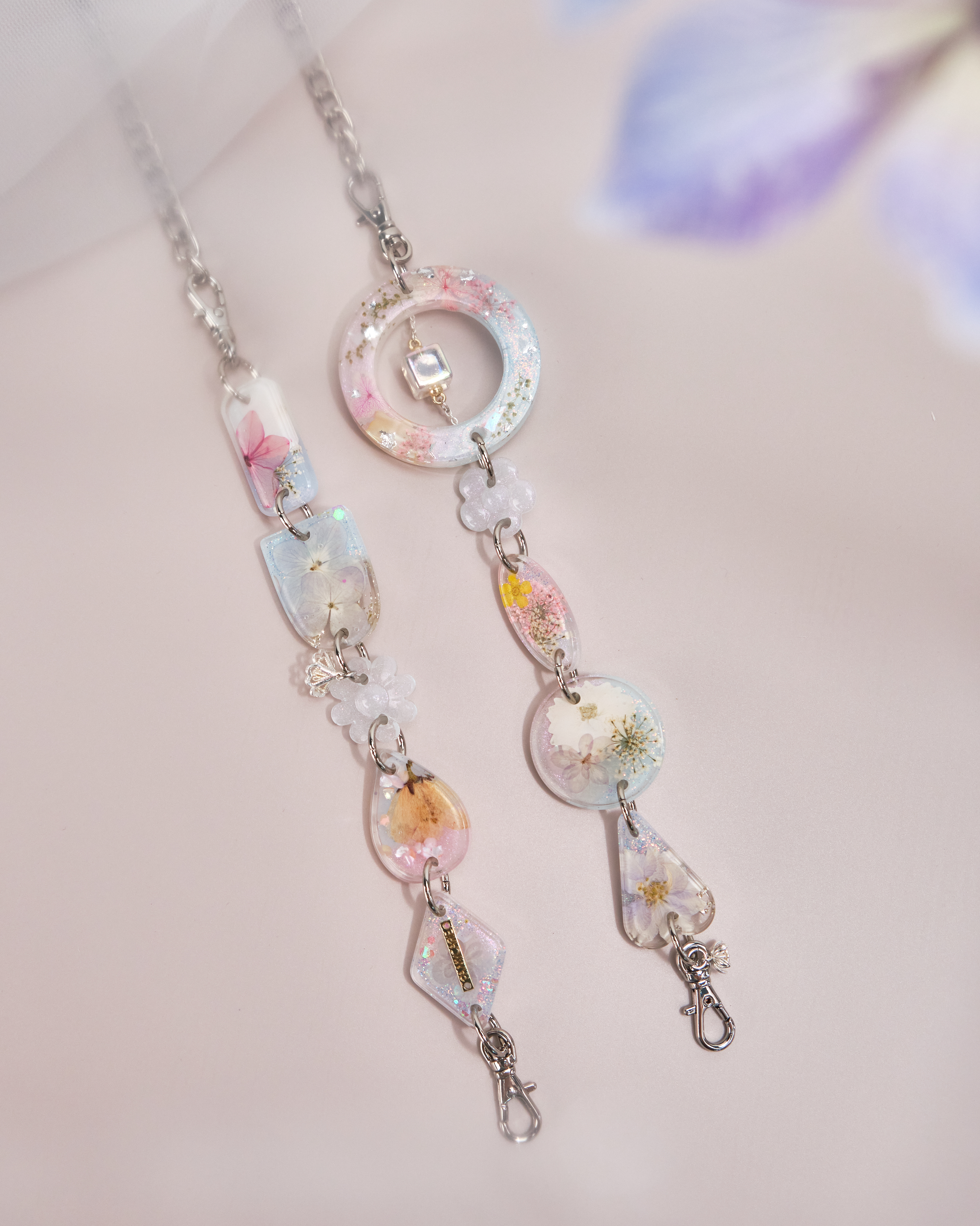 11150 夢幻押花樹脂手機鏈/多用途鏈