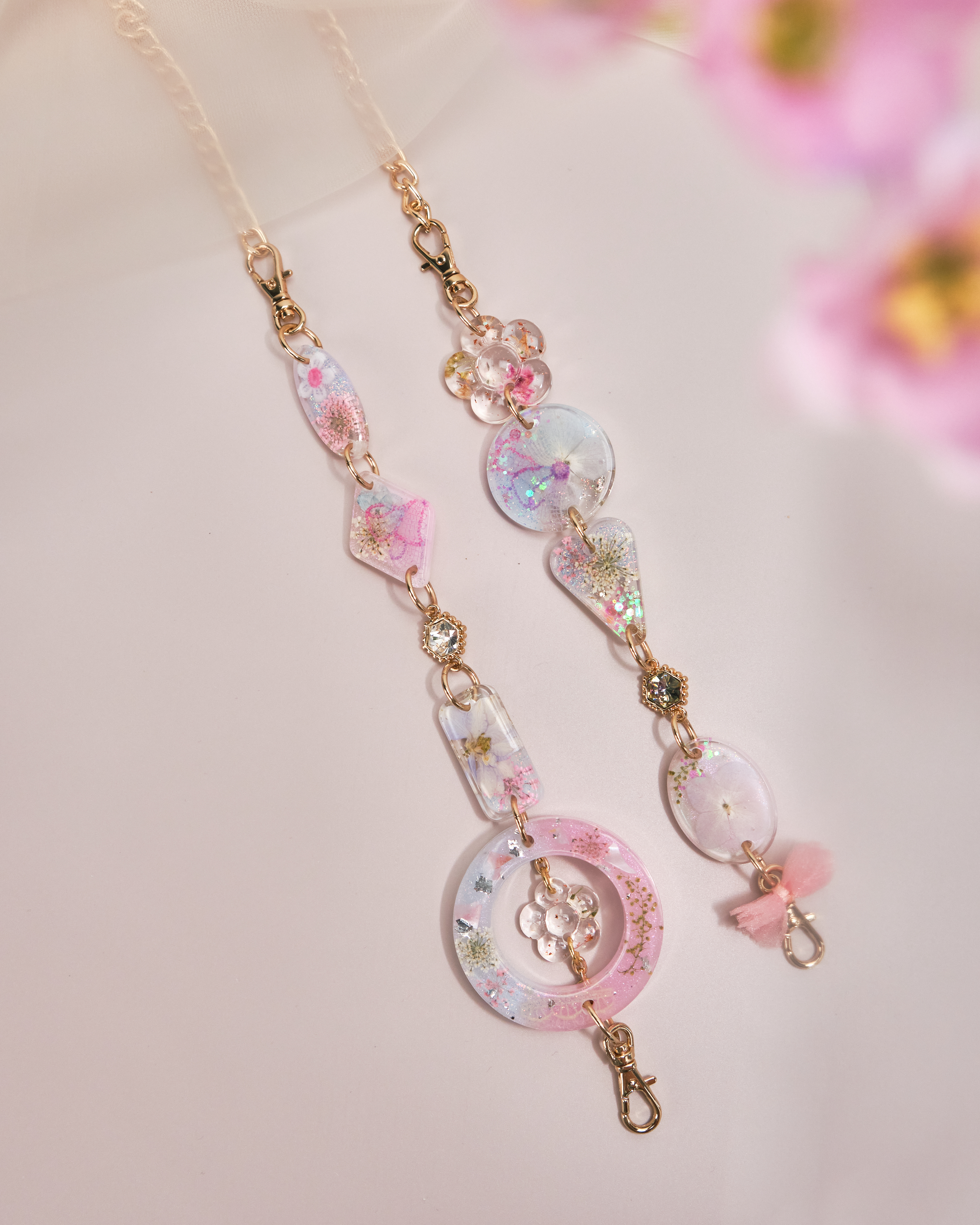 11151 夢幻押花樹脂手機鏈/多用途鏈