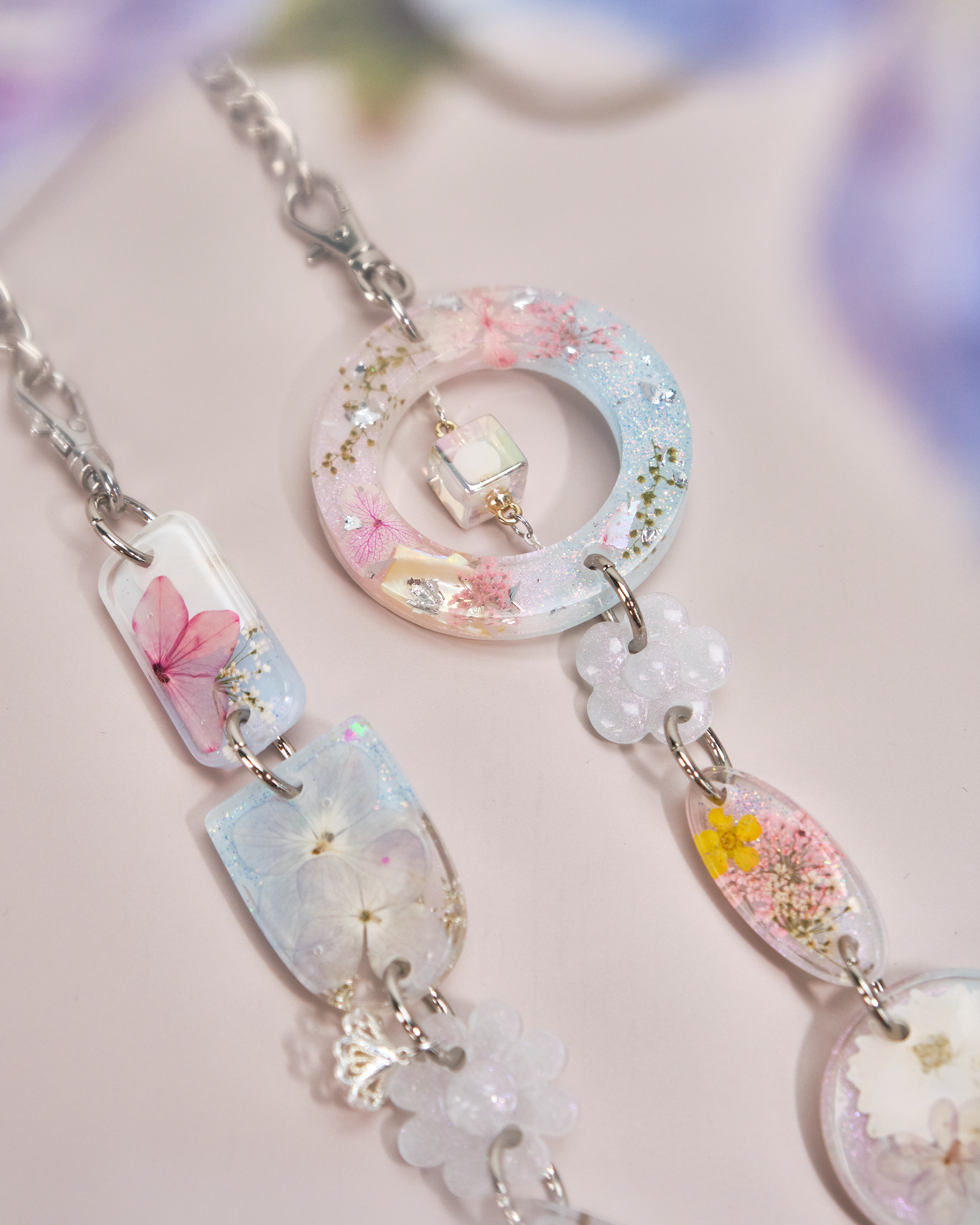 11150 夢幻押花樹脂手機鏈/多用途鏈