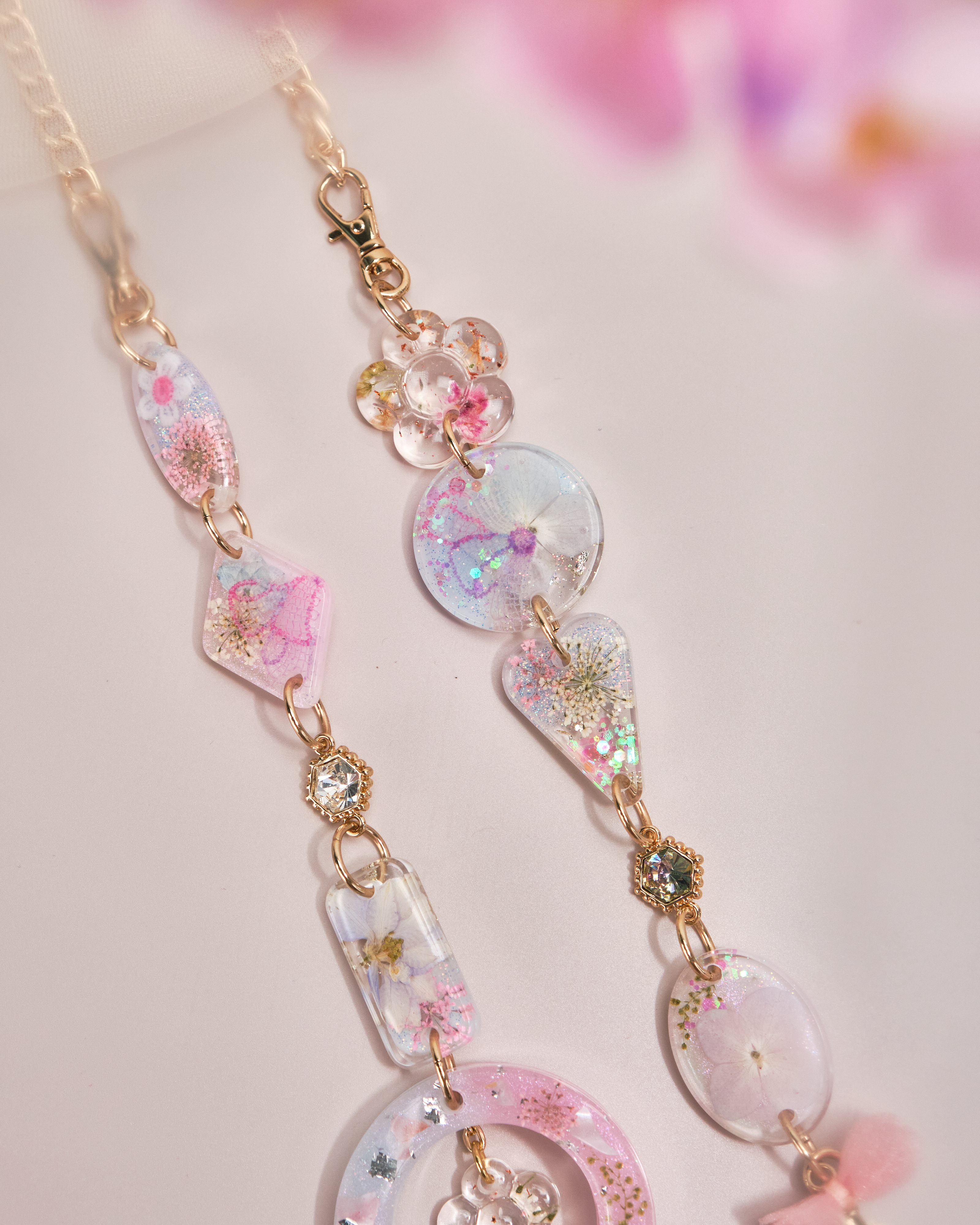 11151 夢幻押花樹脂手機鏈/多用途鏈