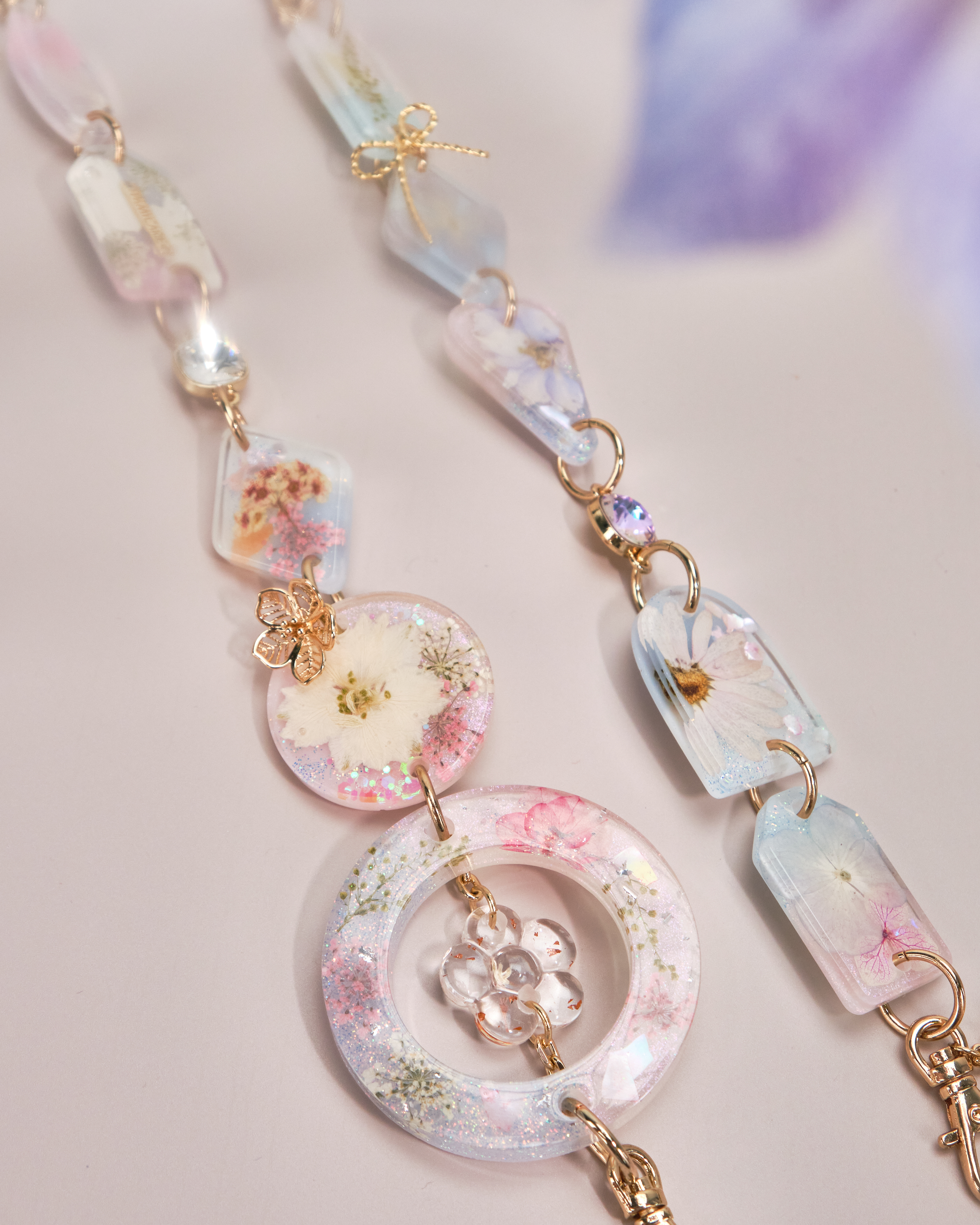 11152 夢幻押花樹脂手機鏈/多用途鏈