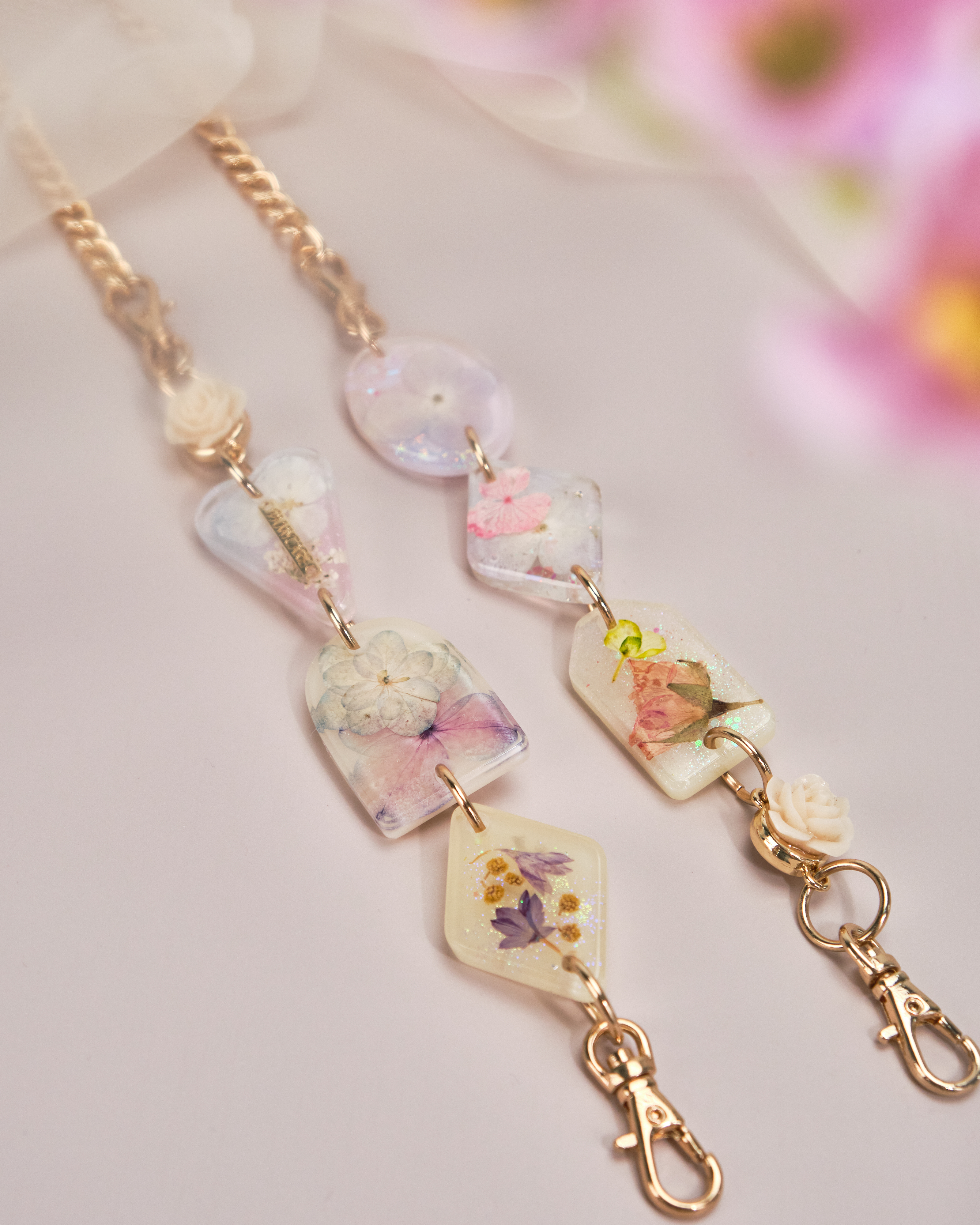 11153 夢幻押花樹脂手機鏈/多用途鏈