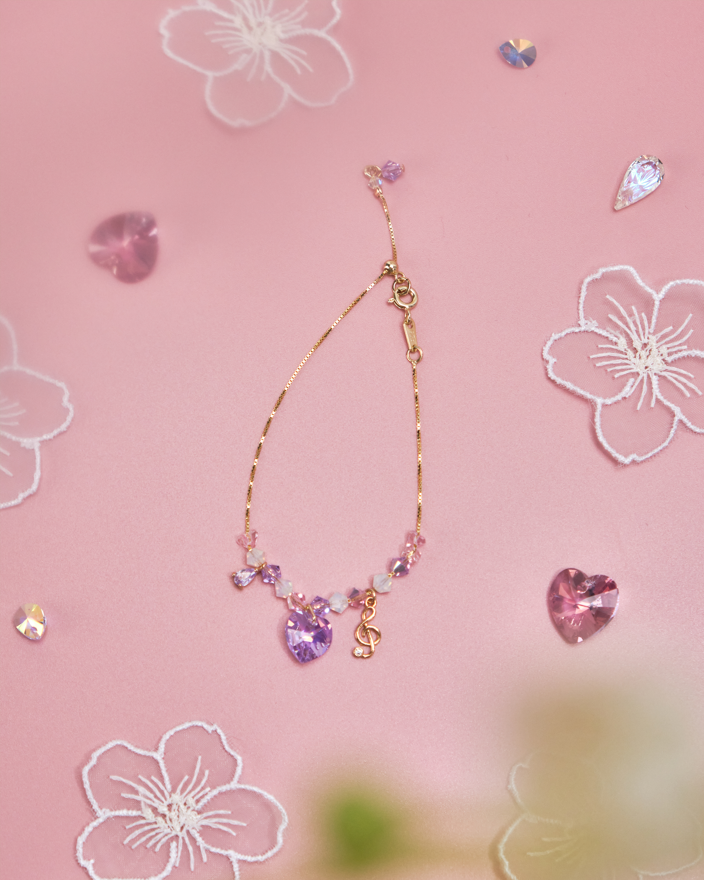 11171 Rainbow Crystal S925 Gold-Plated Adjustable Bracelet