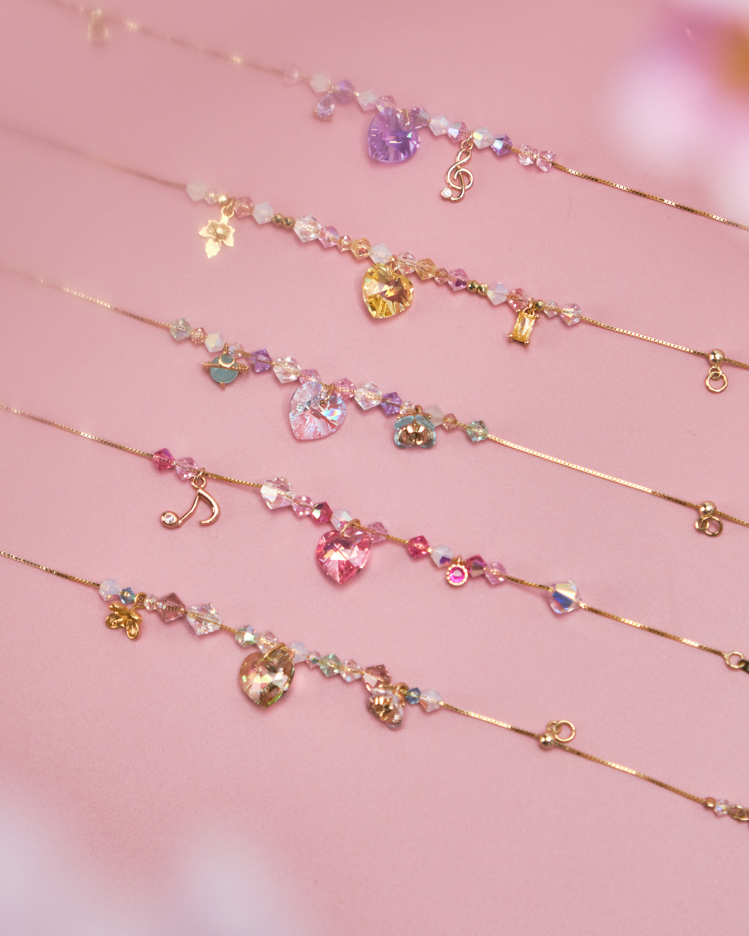 11173 Rainbow Crystal S925 Gold-Plated Adjustable Bracelet