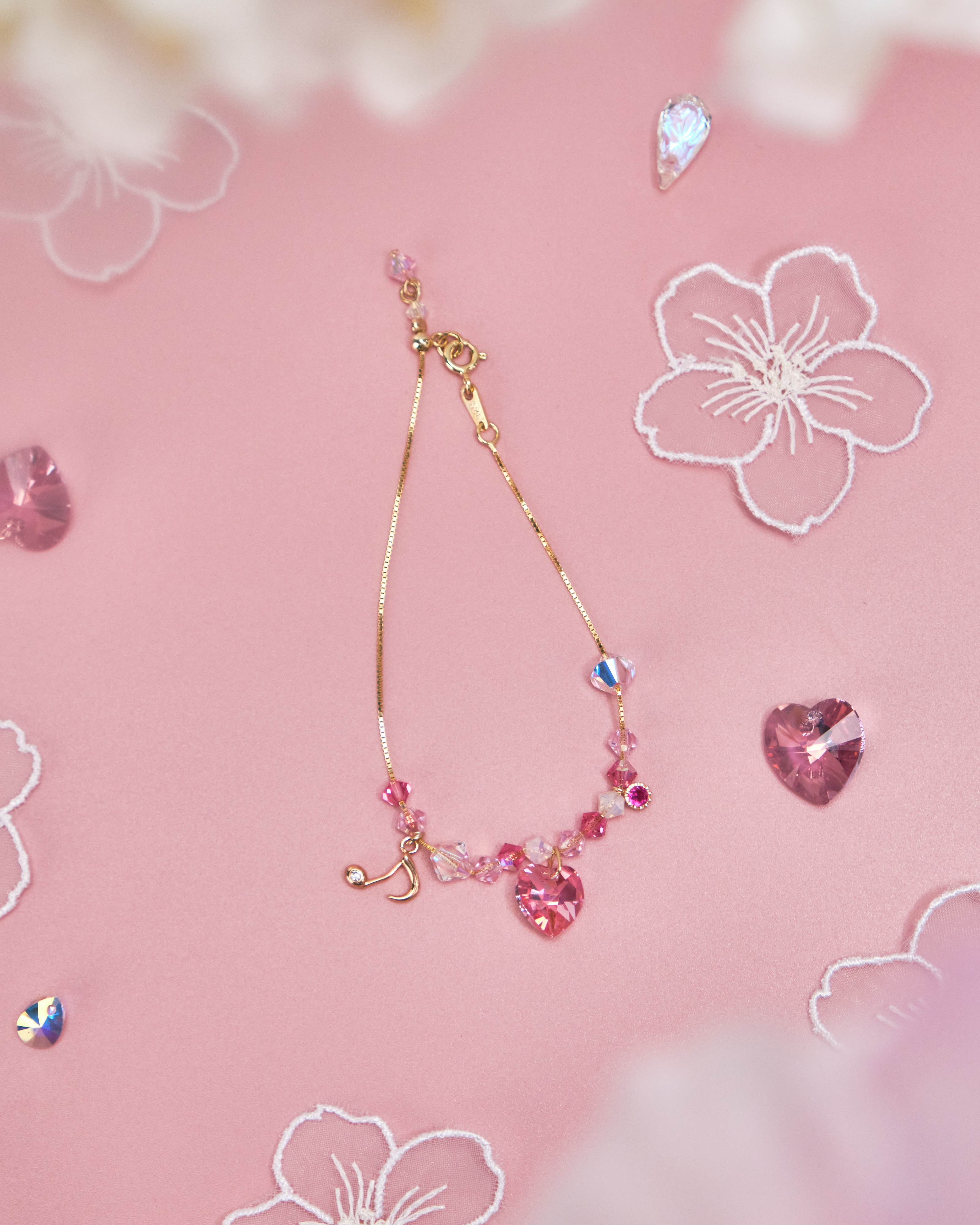 11174 Rainbow Crystal S925 Gold-Plated Adjustable Bracelet