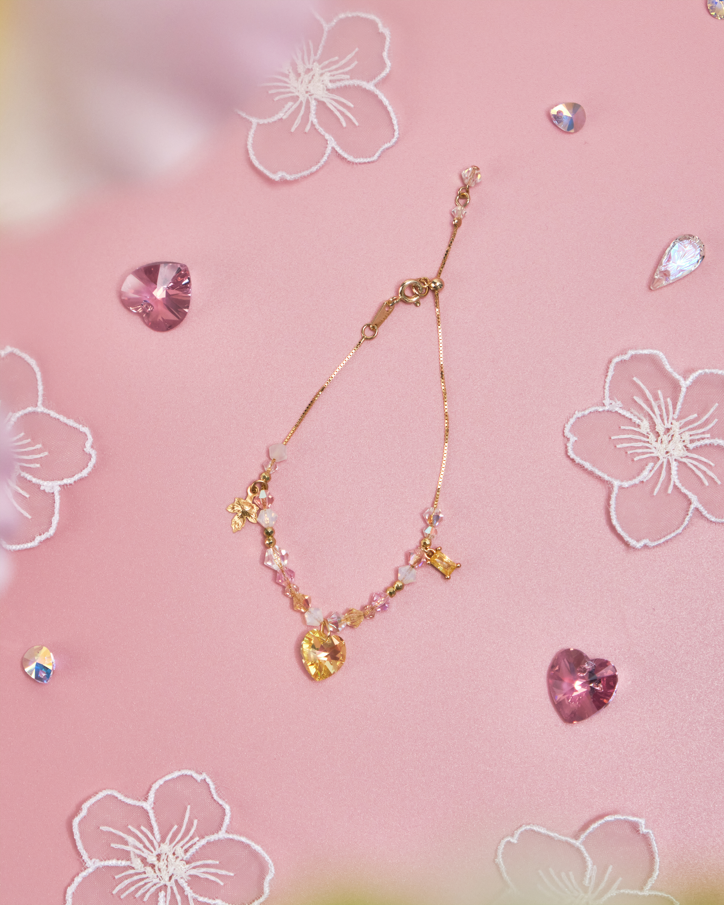 11175 Rainbow Crystal S925 Gold-Plated Adjustable Bracelet