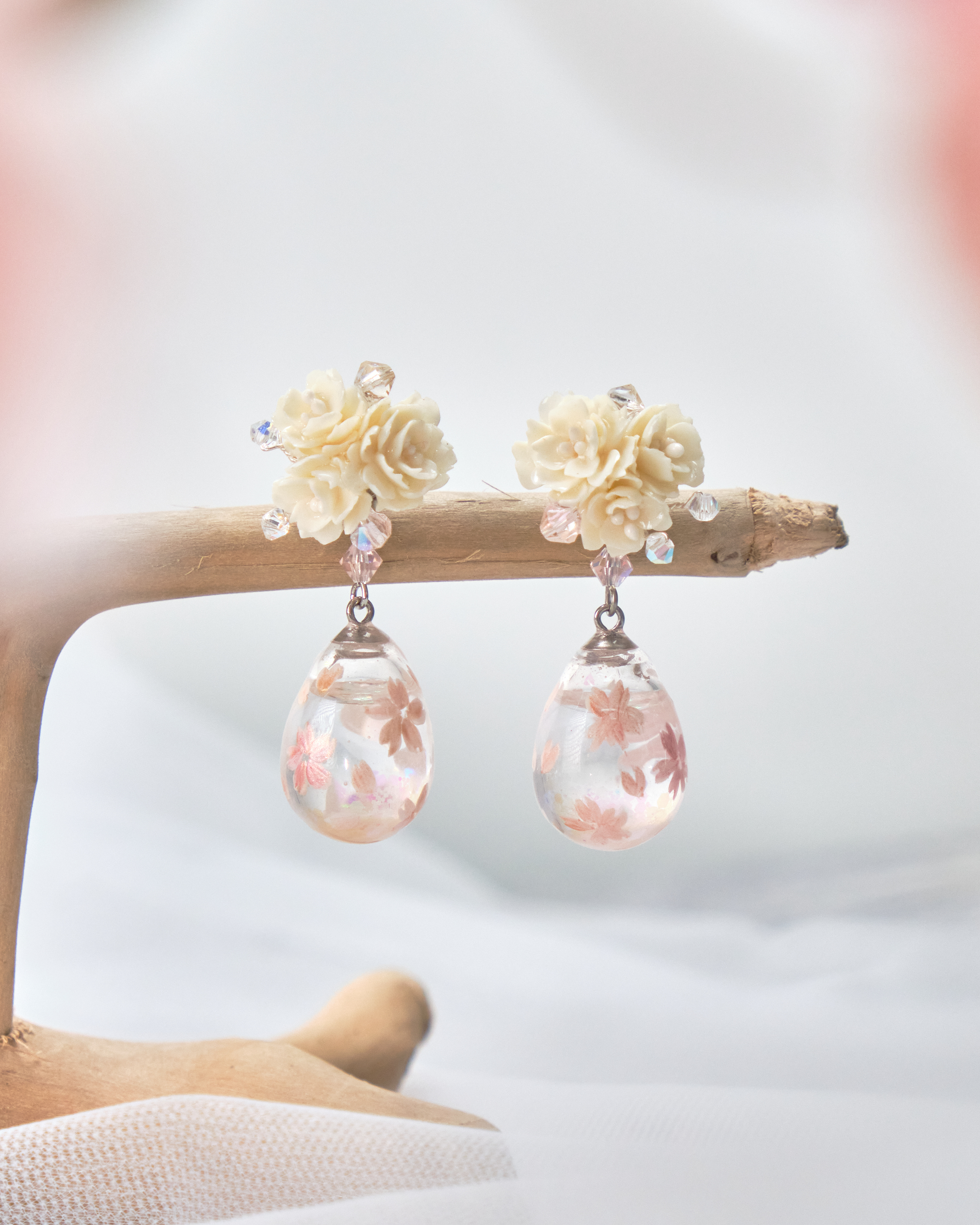 11191 Sprit of Spring~POMPOM S925 2-Way Short Earrings