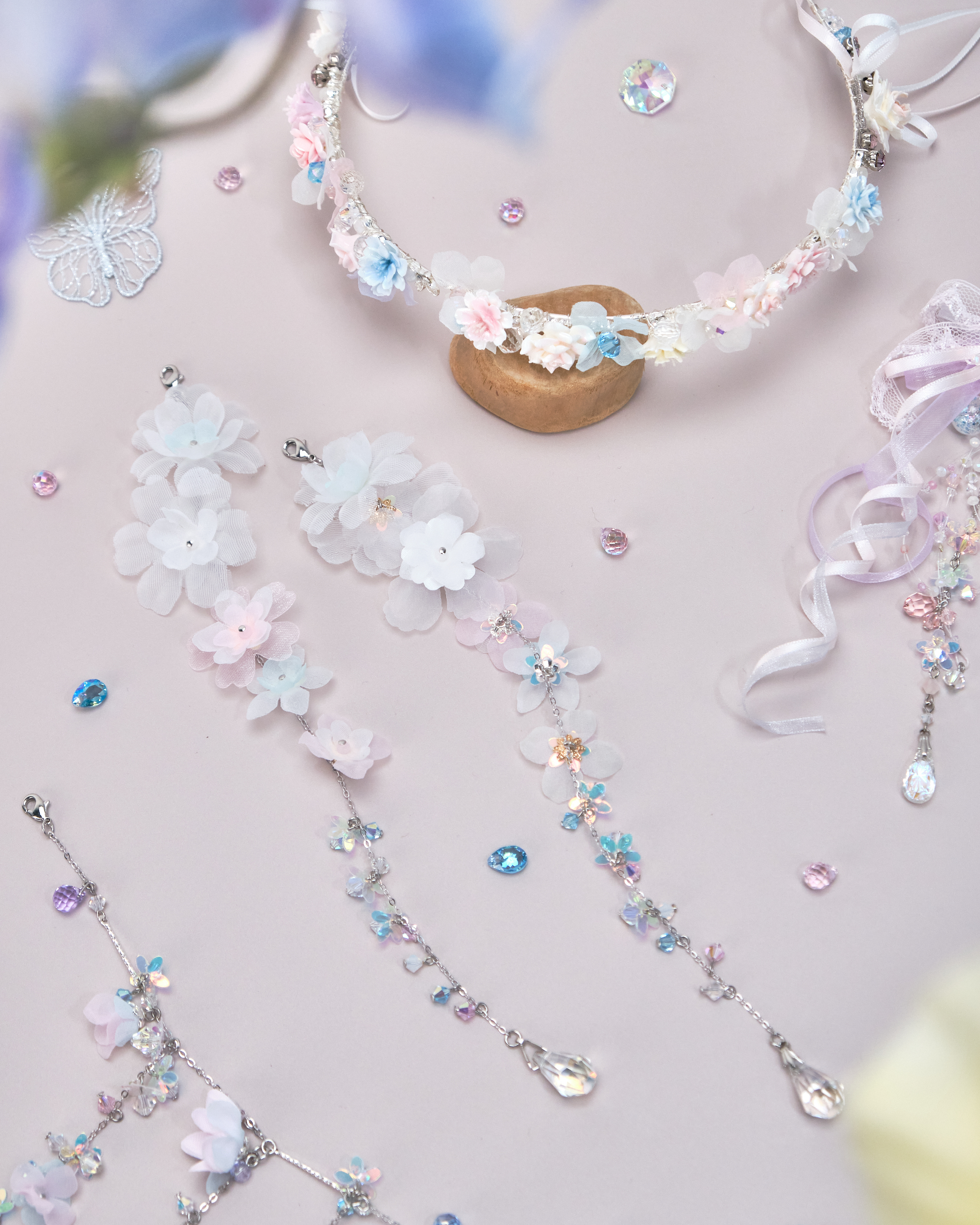 11194 輕紗繁花仙境～頭箍、可拆式吊鏈及頭鏈套裝