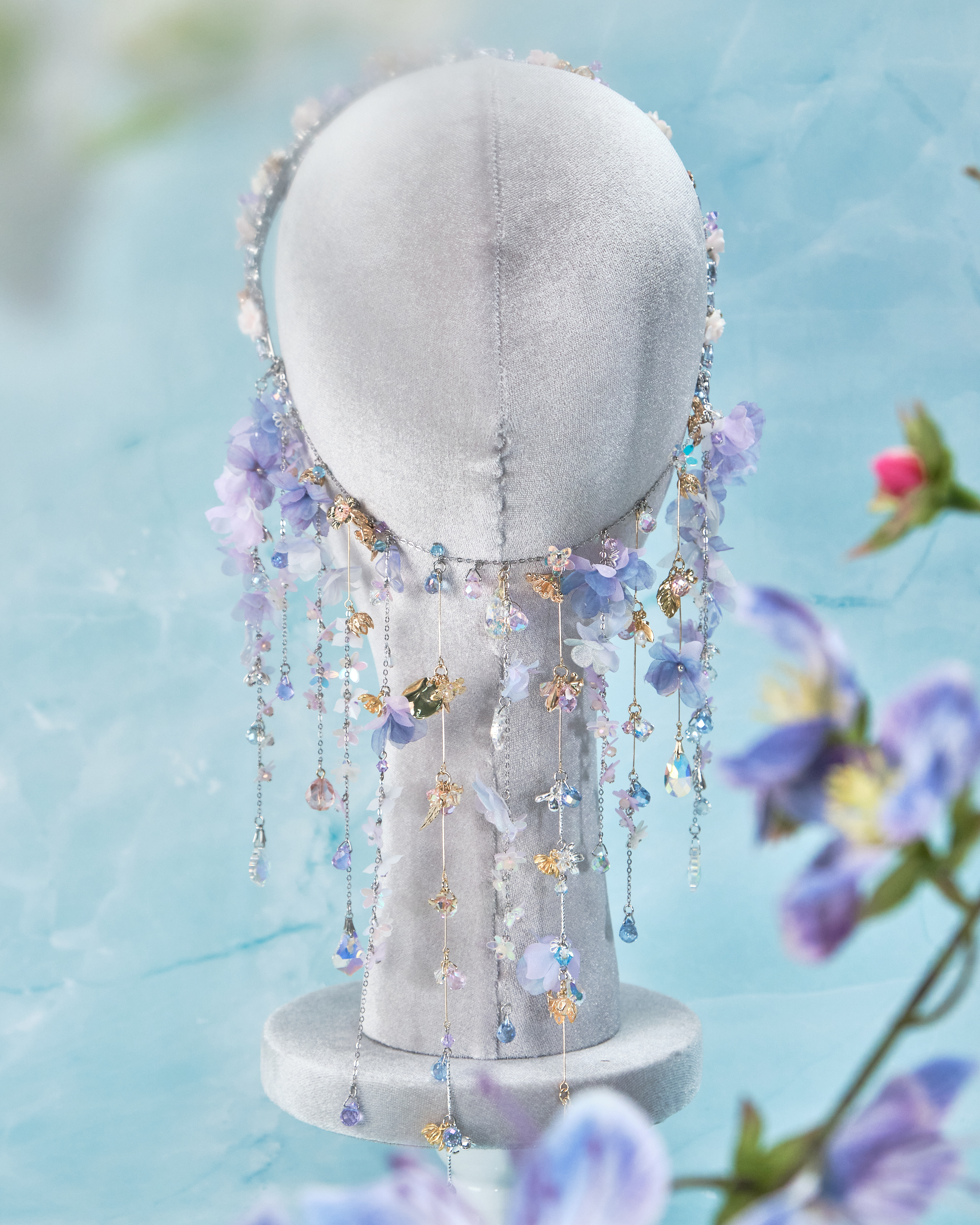 11202 紫藤花女孩～頭箍、可拆式吊鏈及頭鏈套裝