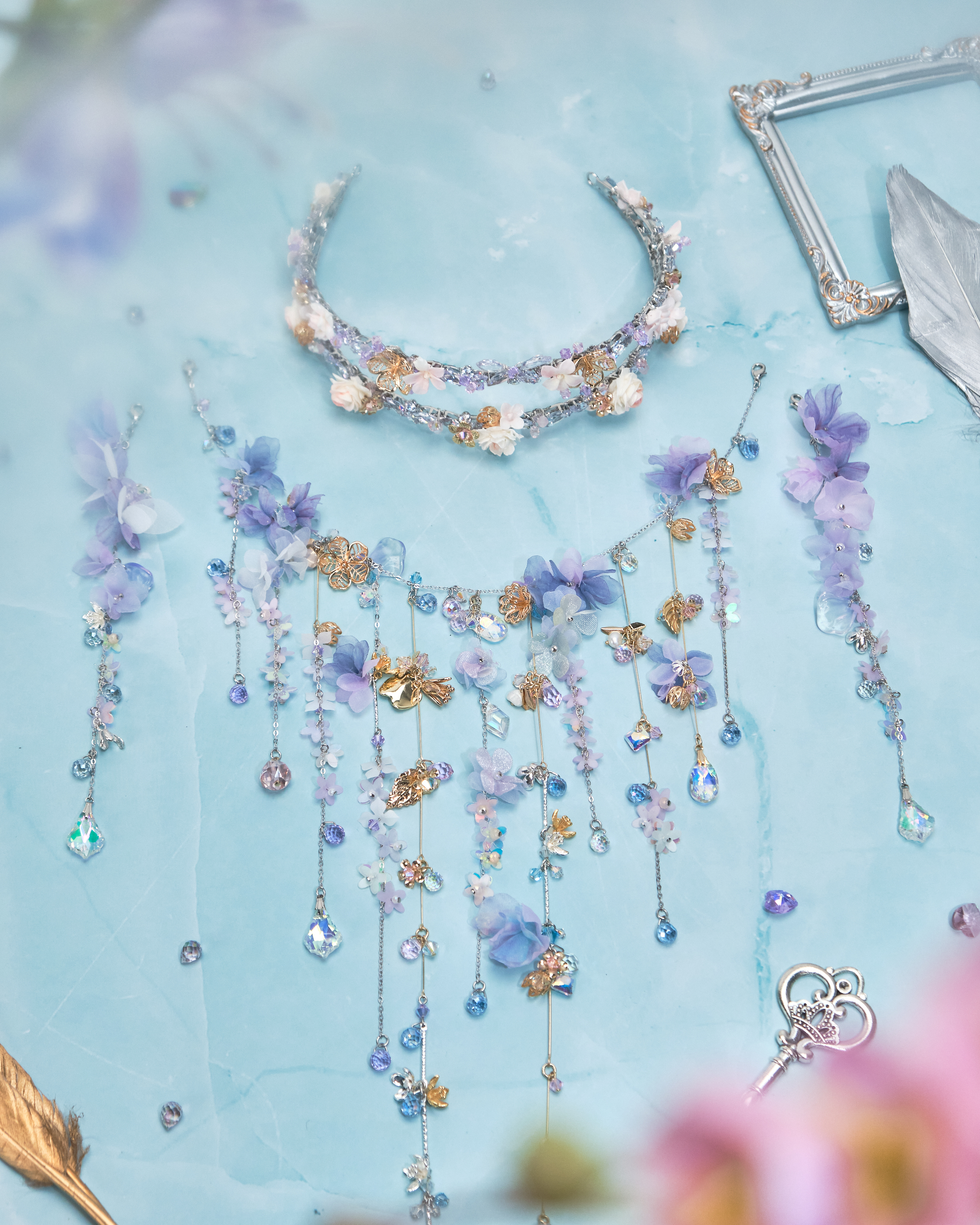 11202 紫藤花女孩～頭箍、可拆式吊鏈及頭鏈套裝