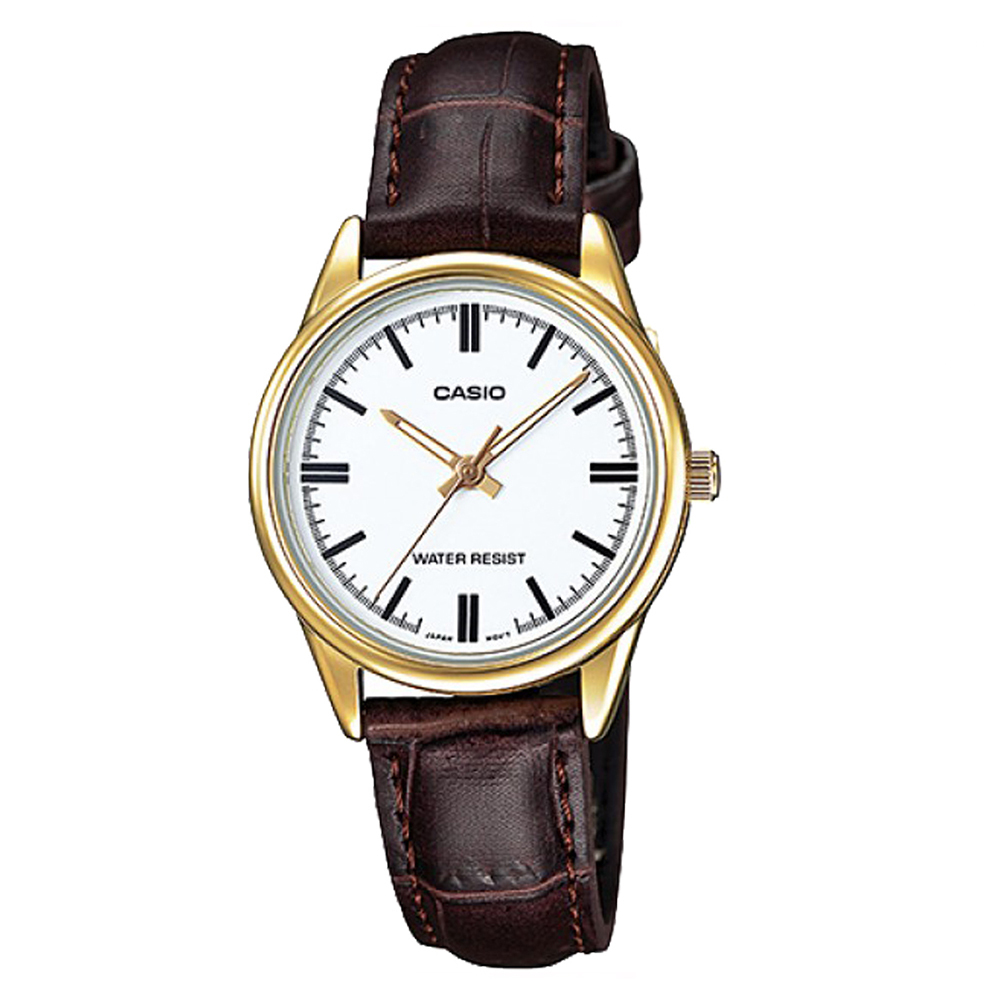 【CASIO】LTP-V005GL 3年電池 時尚簡約 生活防水 皮革腕錶-