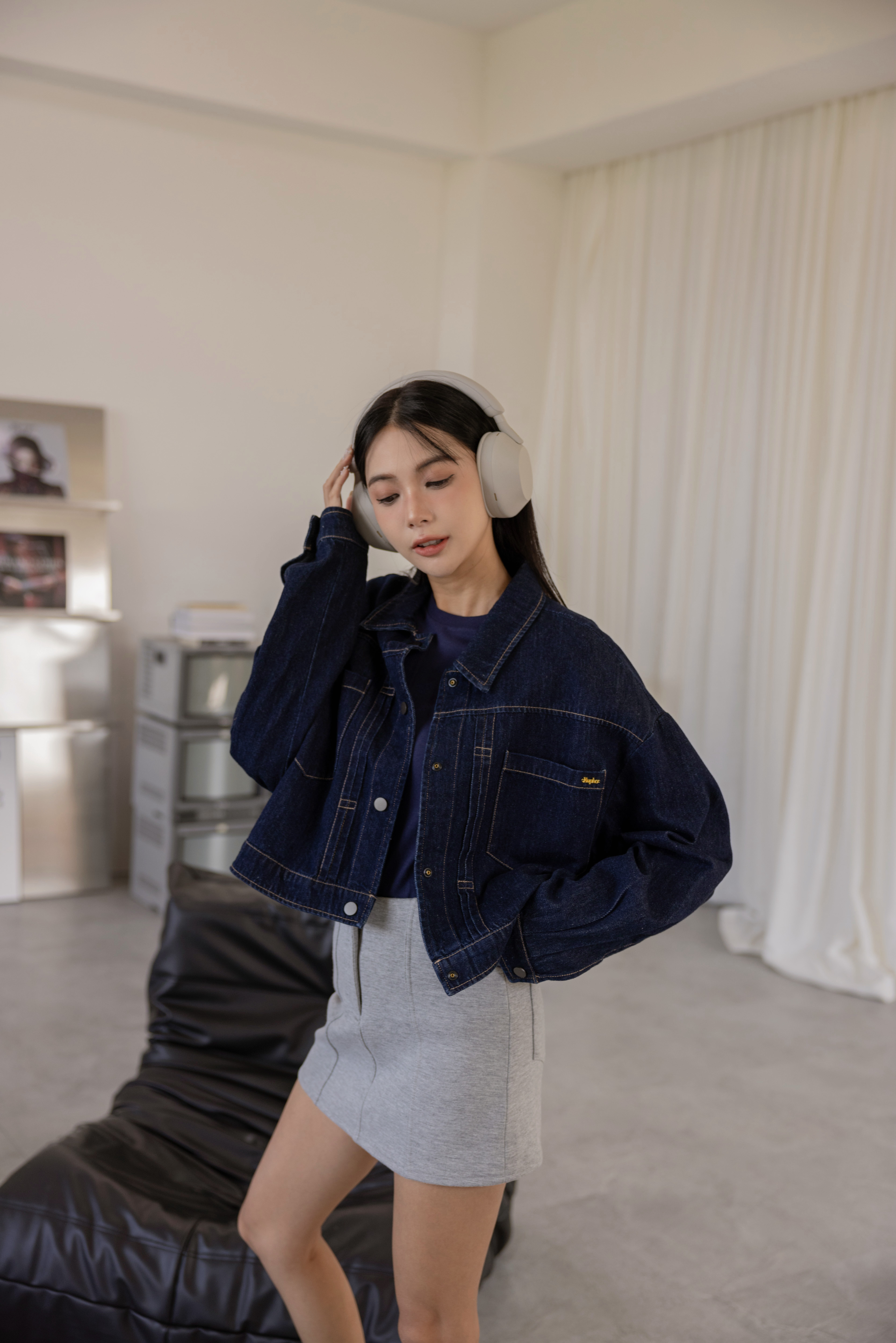 俐落短版深丹寧牛仔外套