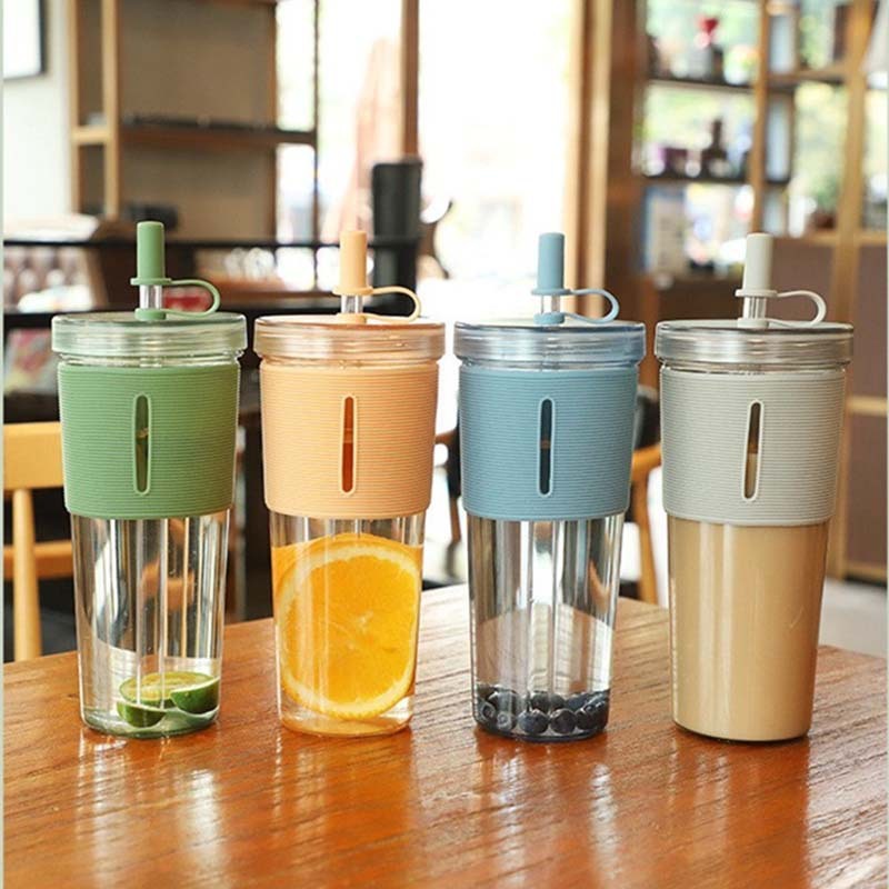 【客製】簡約矽膠套吸管水杯