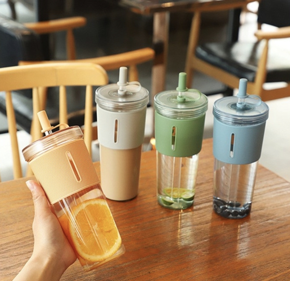 【客製】簡約矽膠套吸管水杯