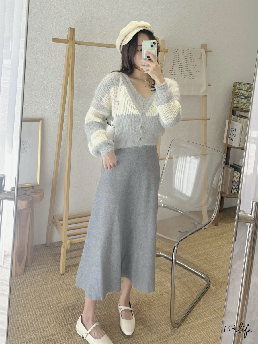 |現貨|氣質秋冬鬆緊腰素面A字長裙(3色)