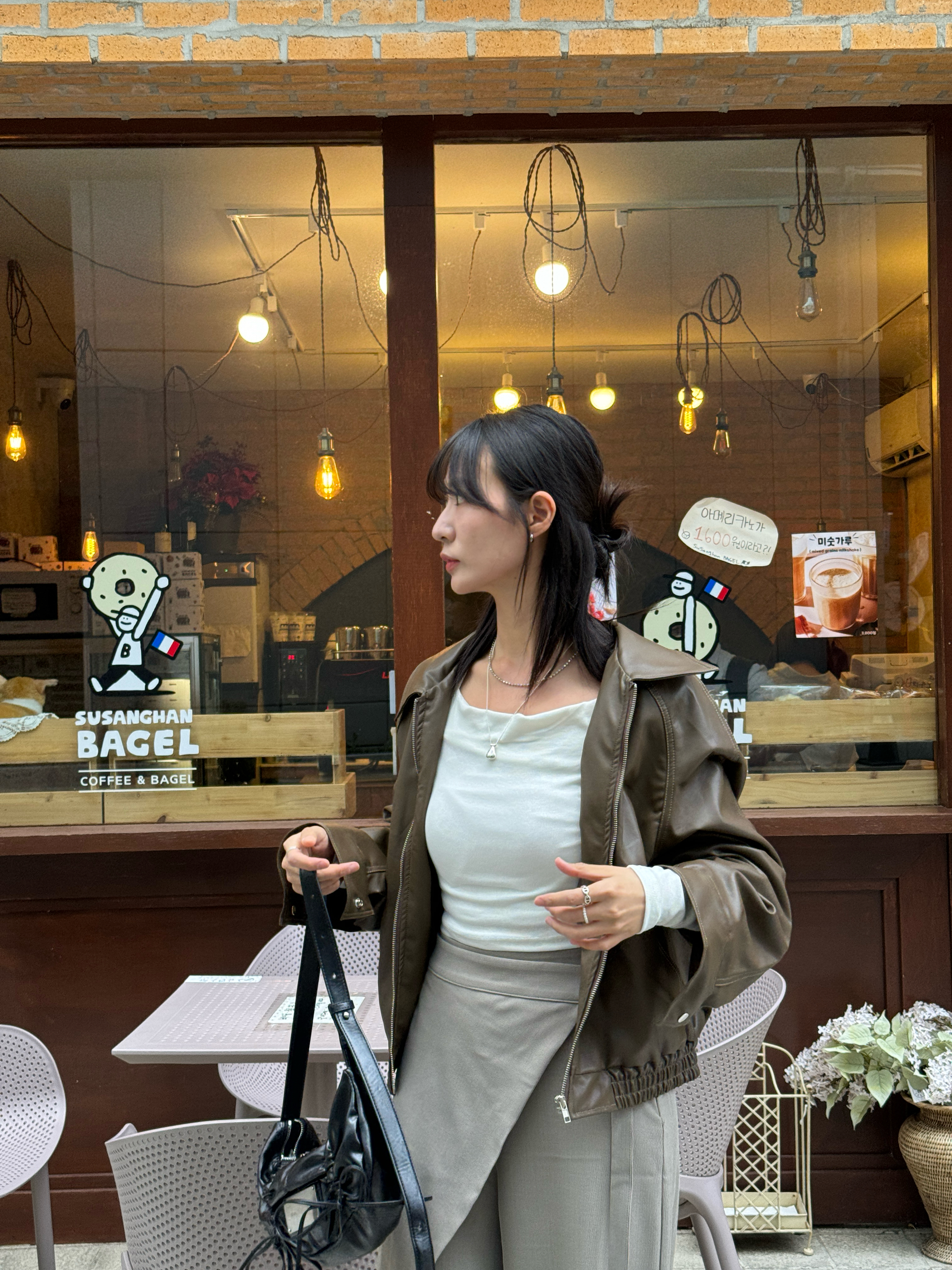 (訂購)  超舒服軟身小闊鬆PU皮褸 JK9101 (黑)