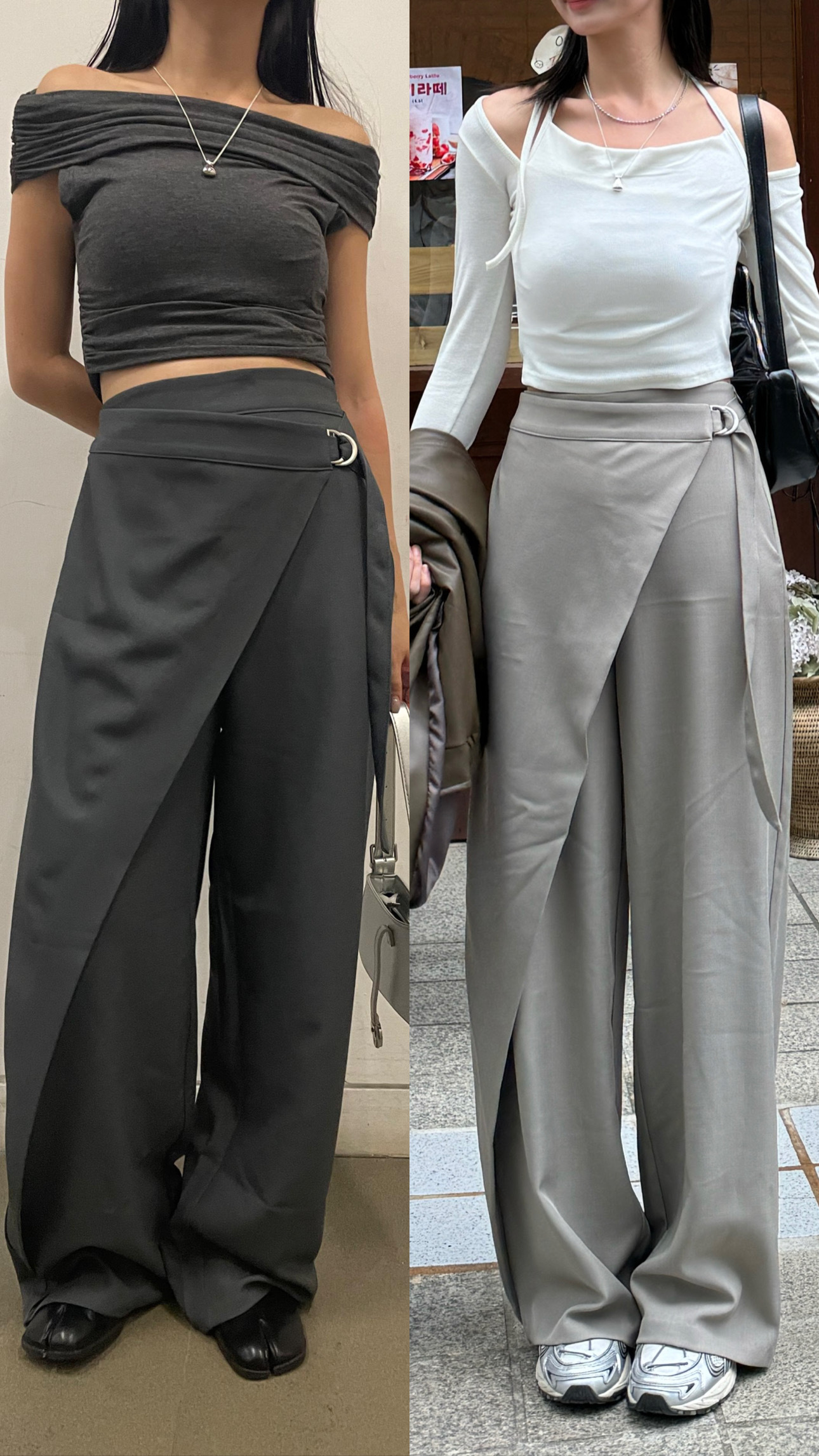 (訂購)  設計感橡筋腰西褲 P9101 (杏/灰/黑)