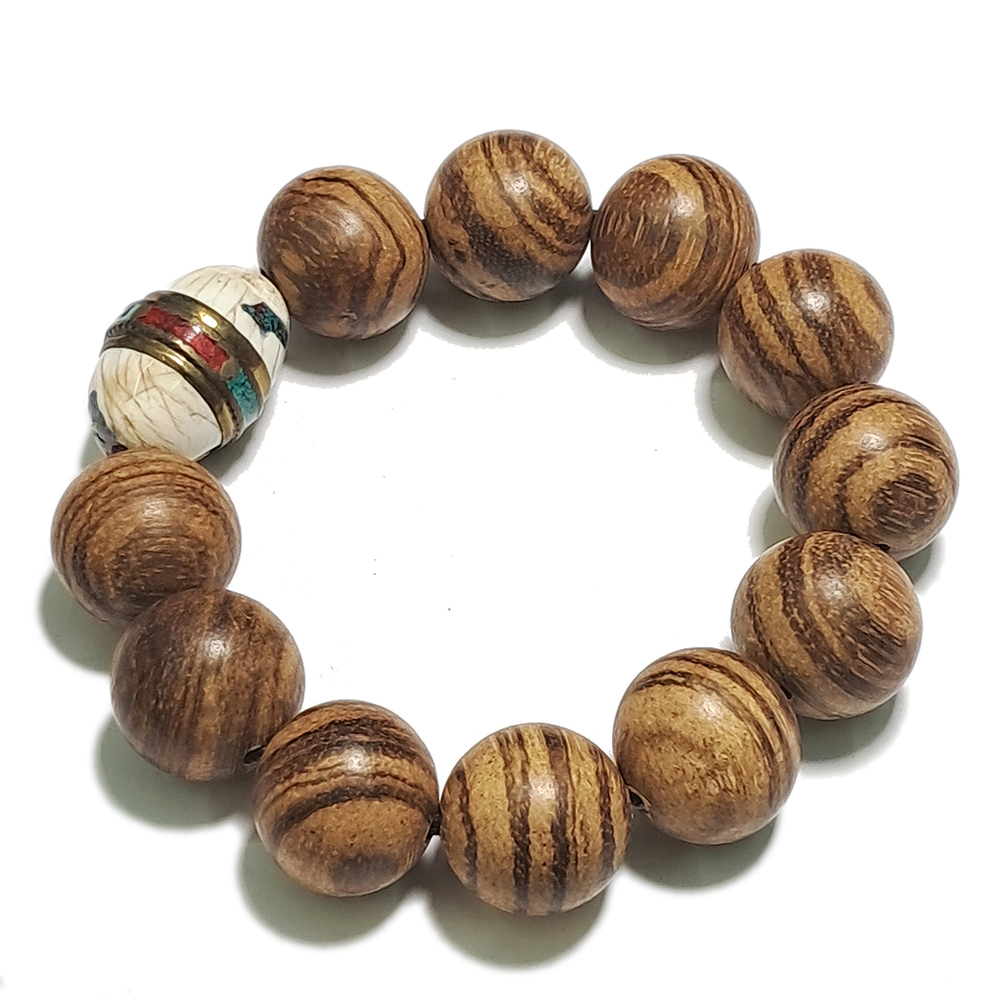 老硨磲+白沙沉手珠18mm【十方】134911