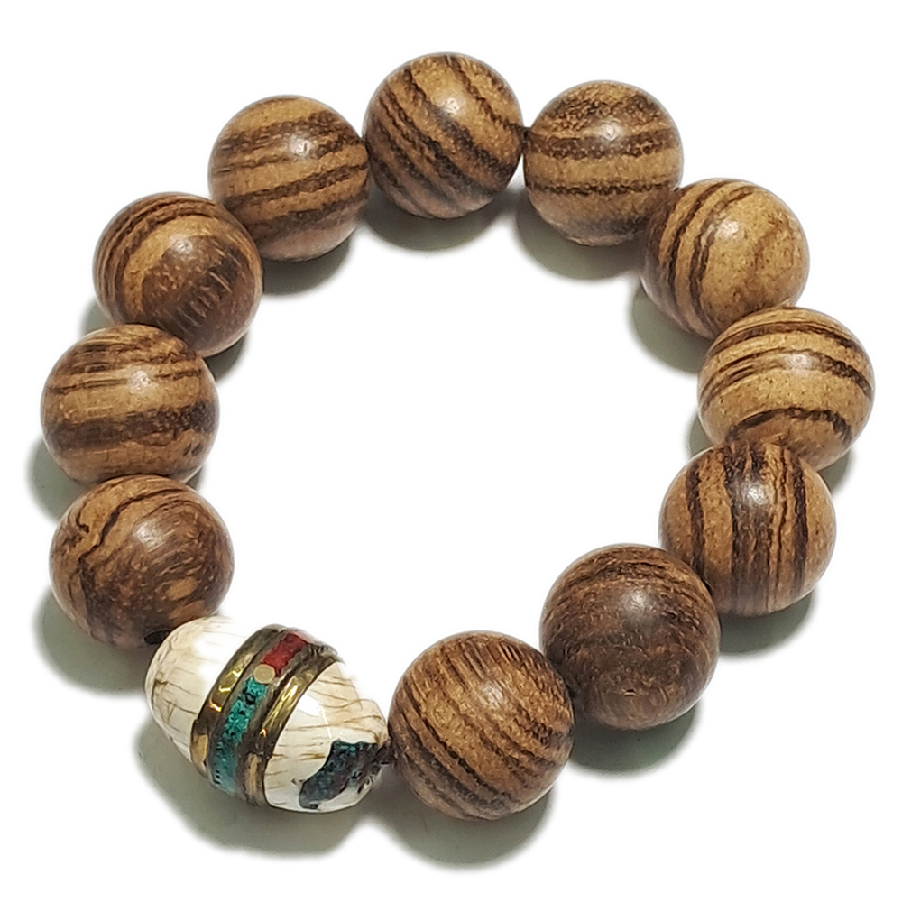 老硨磲+白沙沉手珠18mm【十方】134911