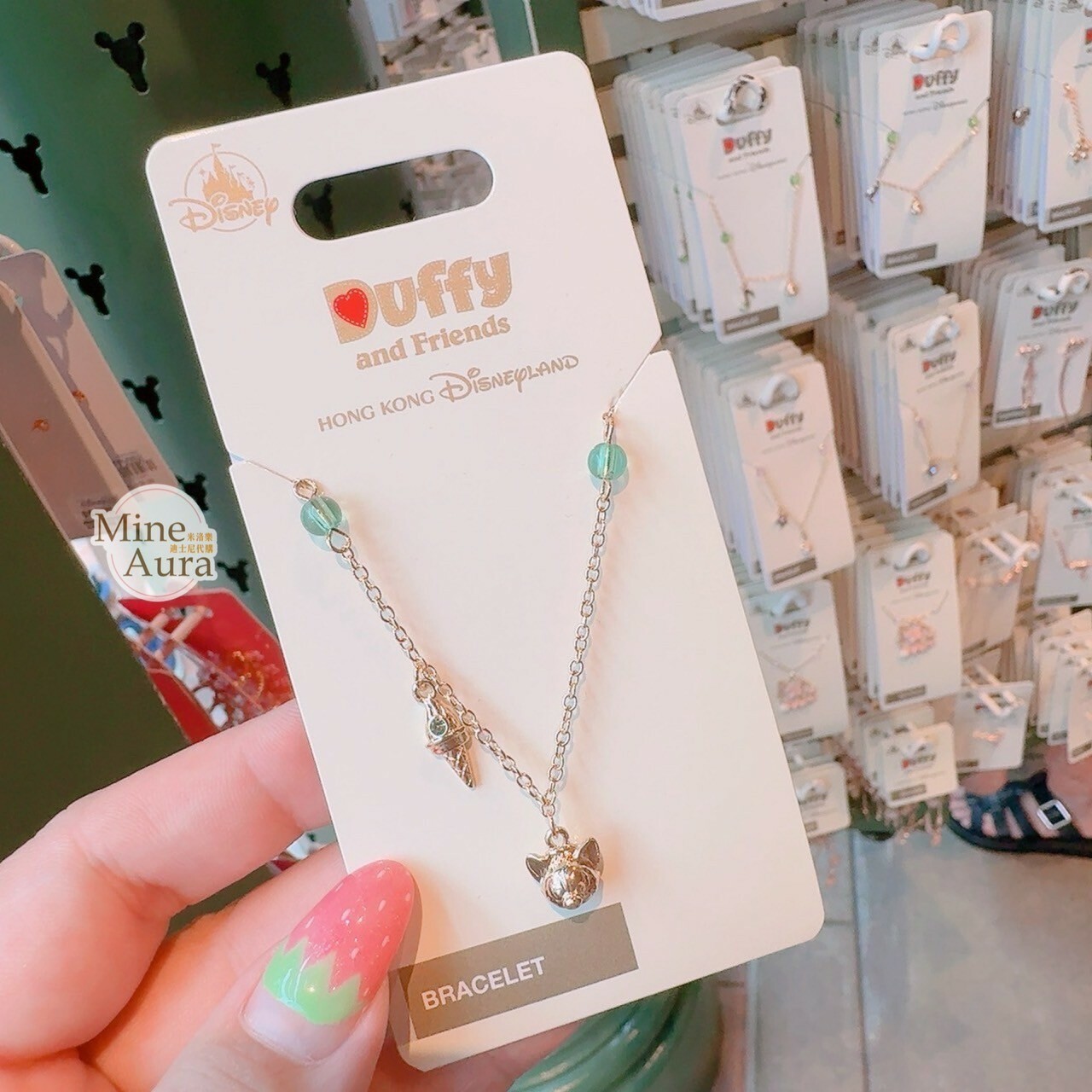 傑拉托尼 畫家貓 Gelatoni 大頭 亮鑽冰淇淋 造型 墜飾 手鍊 首飾 -香港迪士尼樂園