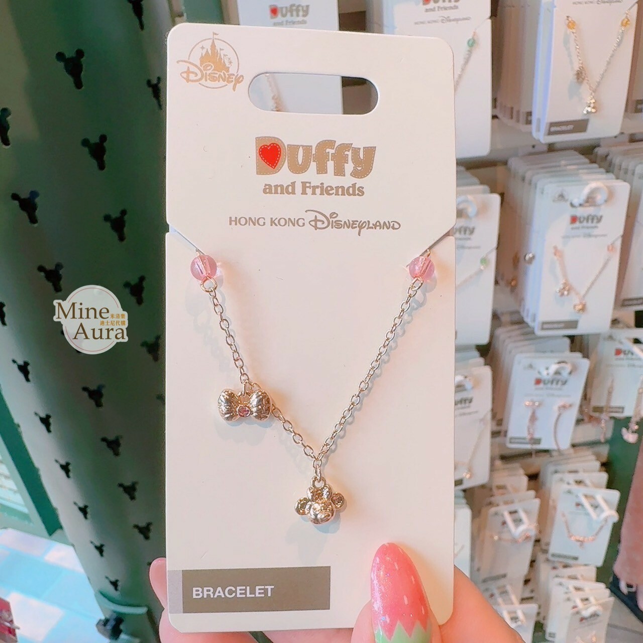 雪莉玫 ShellieMay 大頭 亮鑽蝴蝶結 造型 墜飾 手鍊 首飾 -香港迪士尼樂園