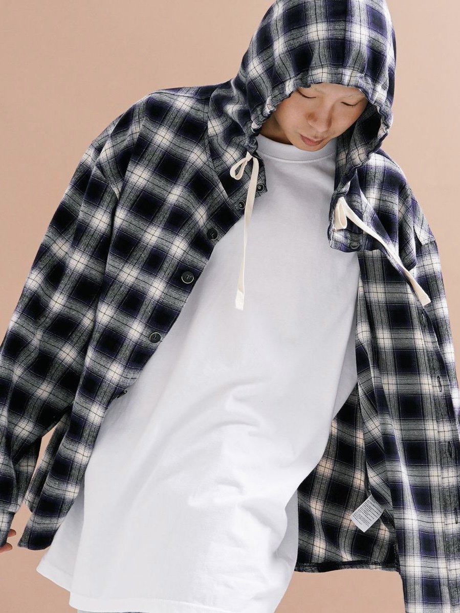 <預購>  韓國PUNCHLINE格紋連帽襯衫外套