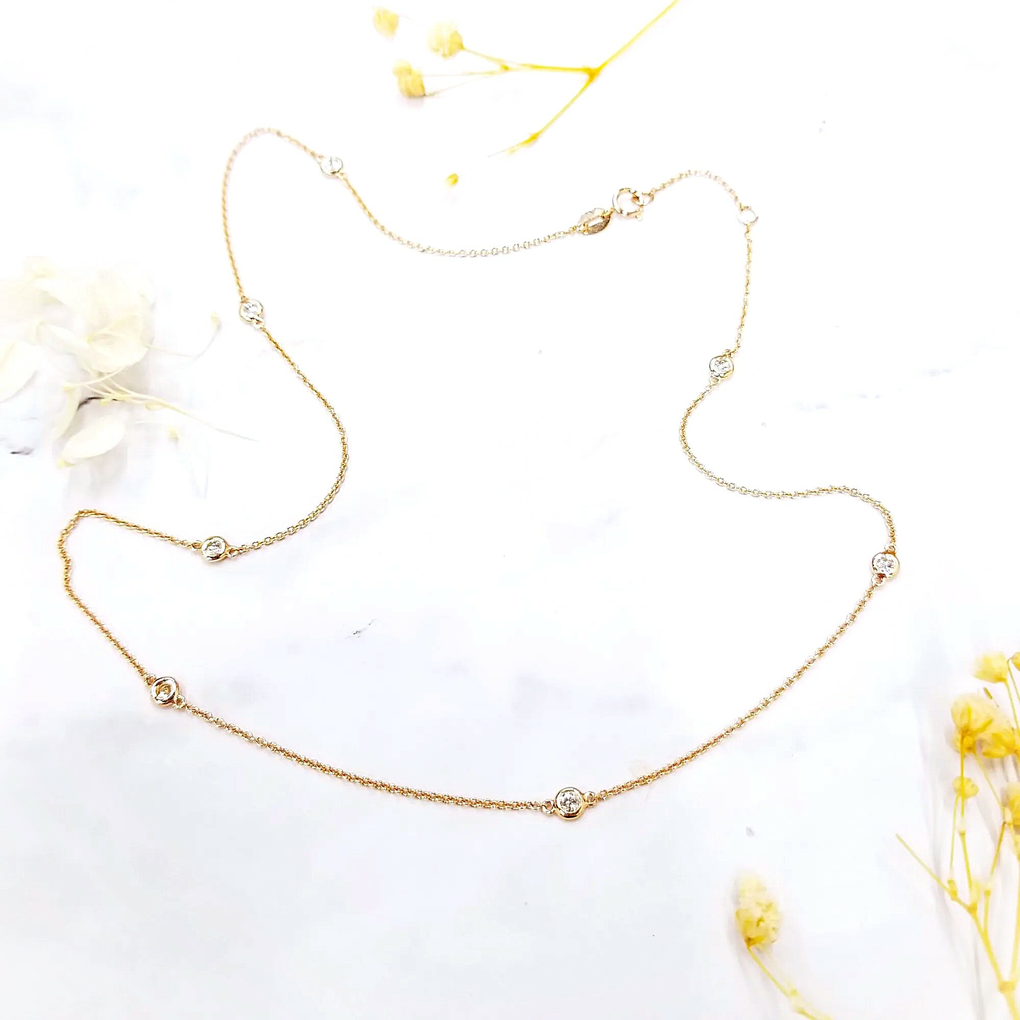 全新18K玫瑰金33份鑽石頸鍊