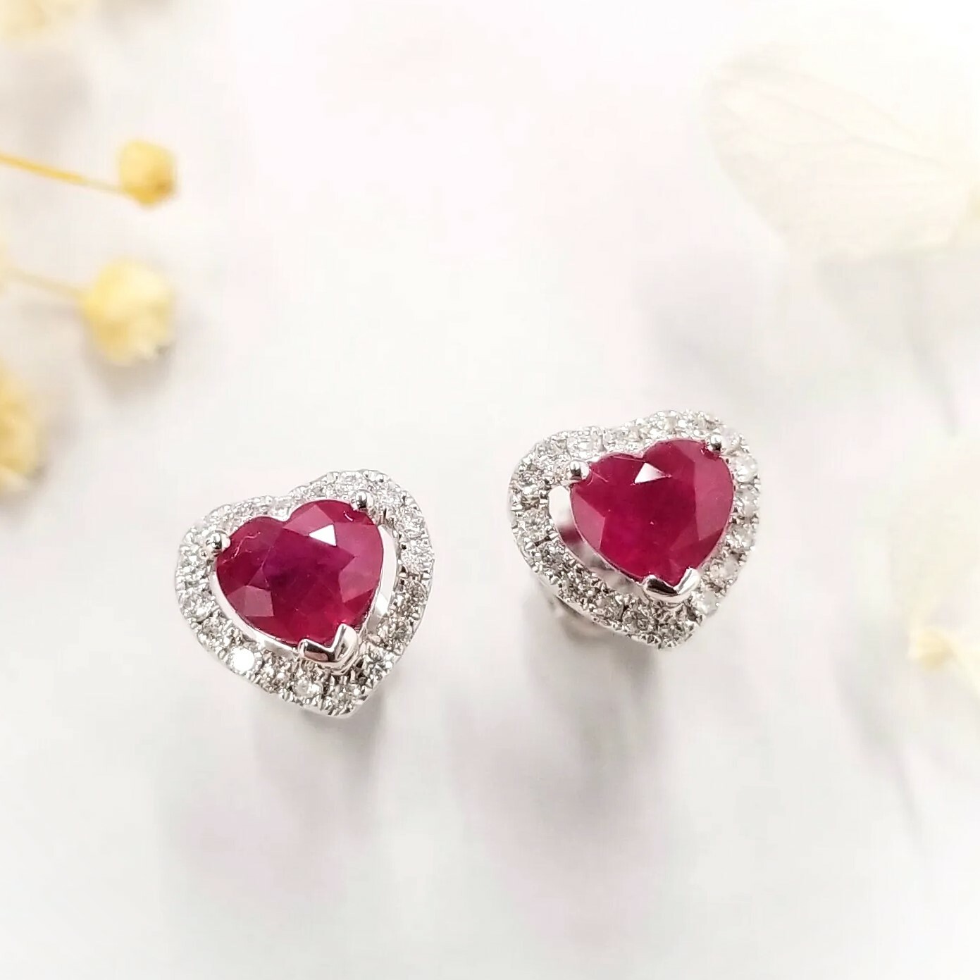 18K White Gold 1.18ct Ruby and Diamond Earrings