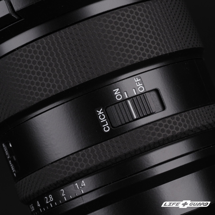 SONY FE 85mm F1.4 GM II 貼膜質感特寫，LIFE+GUARD 專機專屬開版