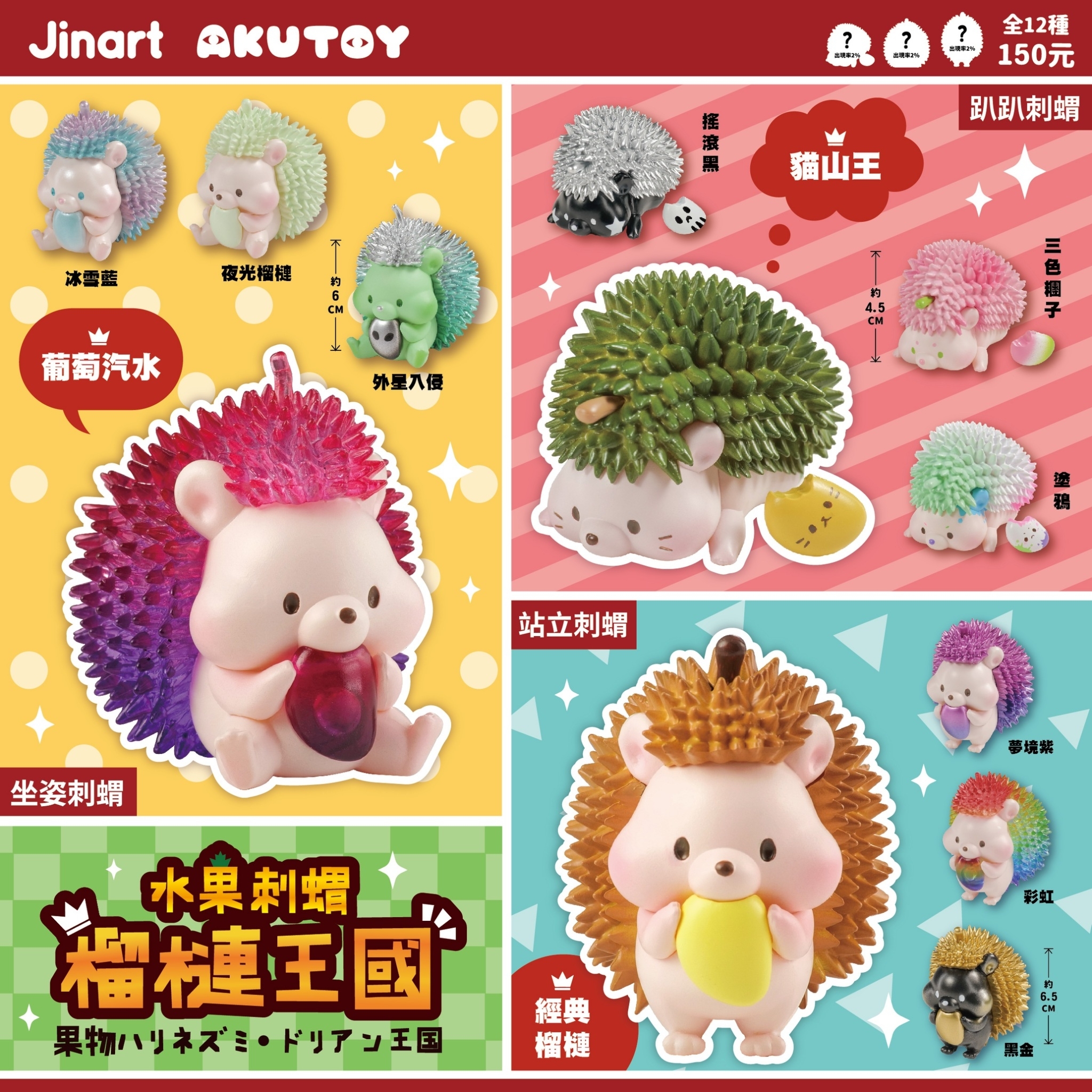 【現貨/全套販售】JINART x AKUTOY - ✨水果刺蝟-榴槤王國✨  (全12款)