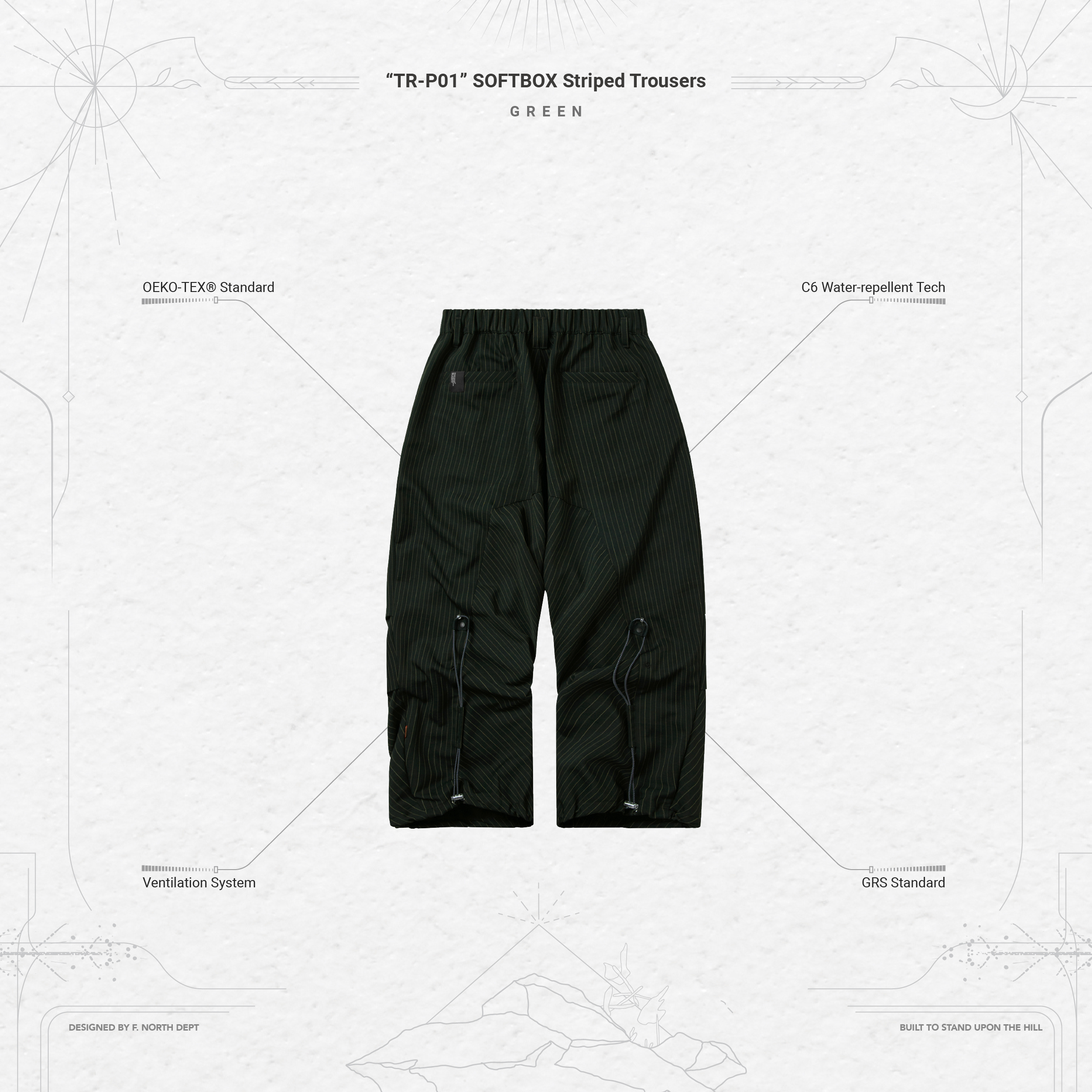 TR-P01” SOFTBOX Striped Trousers - Green