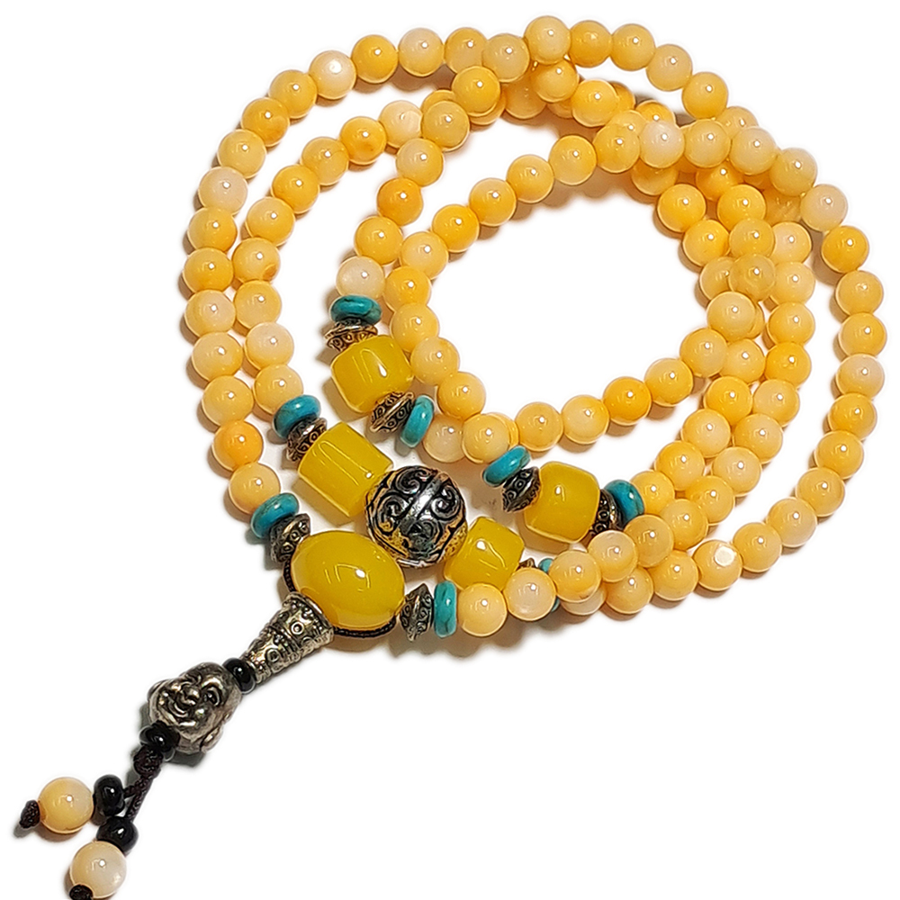 彌勒佛+蜜納+珍珠貝108念珠6mm【十方】150617