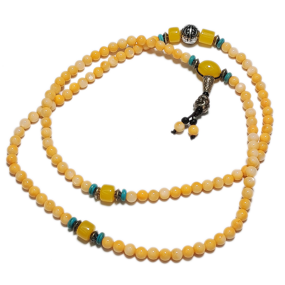 彌勒佛+蜜納+珍珠貝108念珠6mm【十方】150617