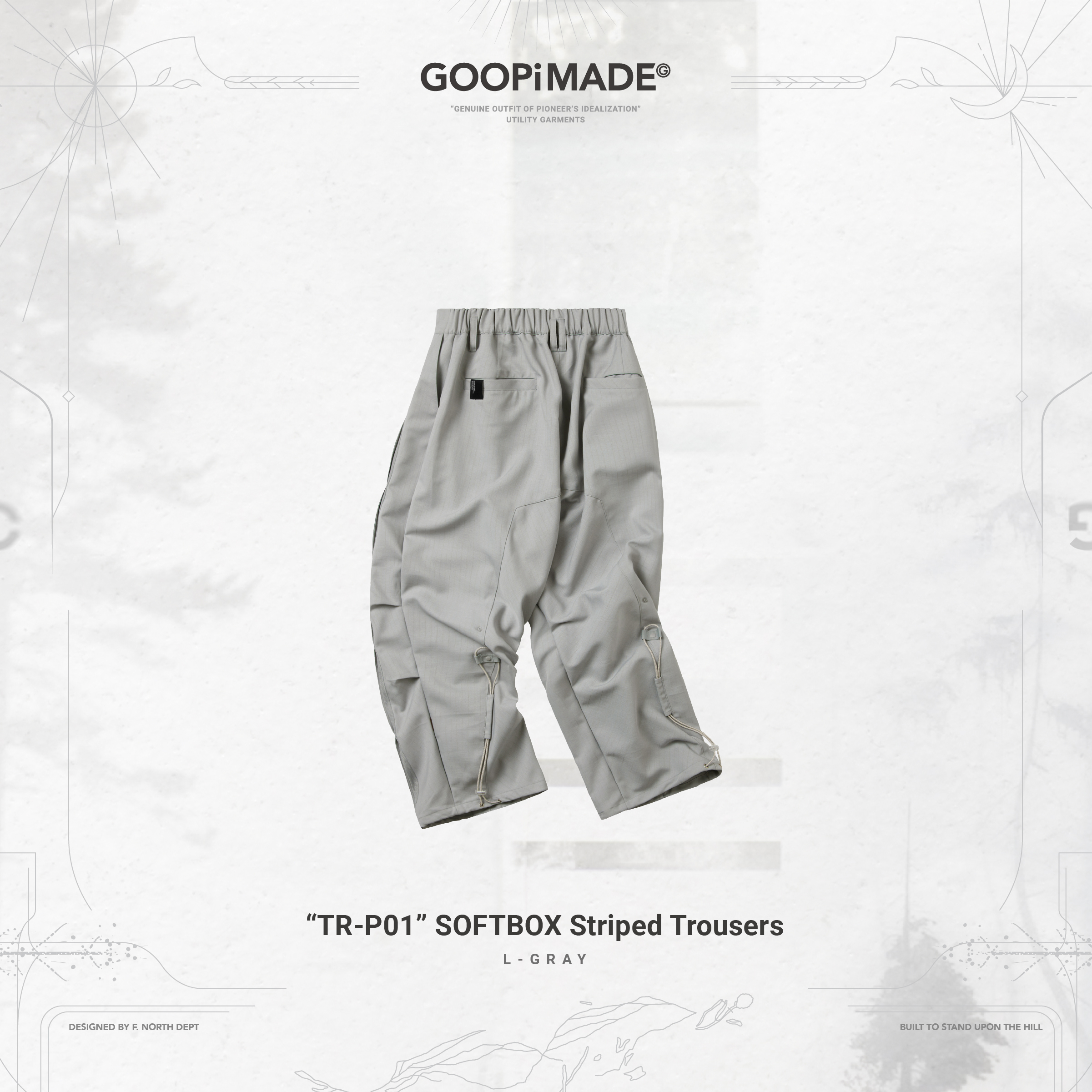 週末限定セール極美品☆GOOPiMADE TR-P01 SOFTBOX 24SS GOOPiMADE 24 “TR-P01” SOFTBOX Striped Trousers - Shadow