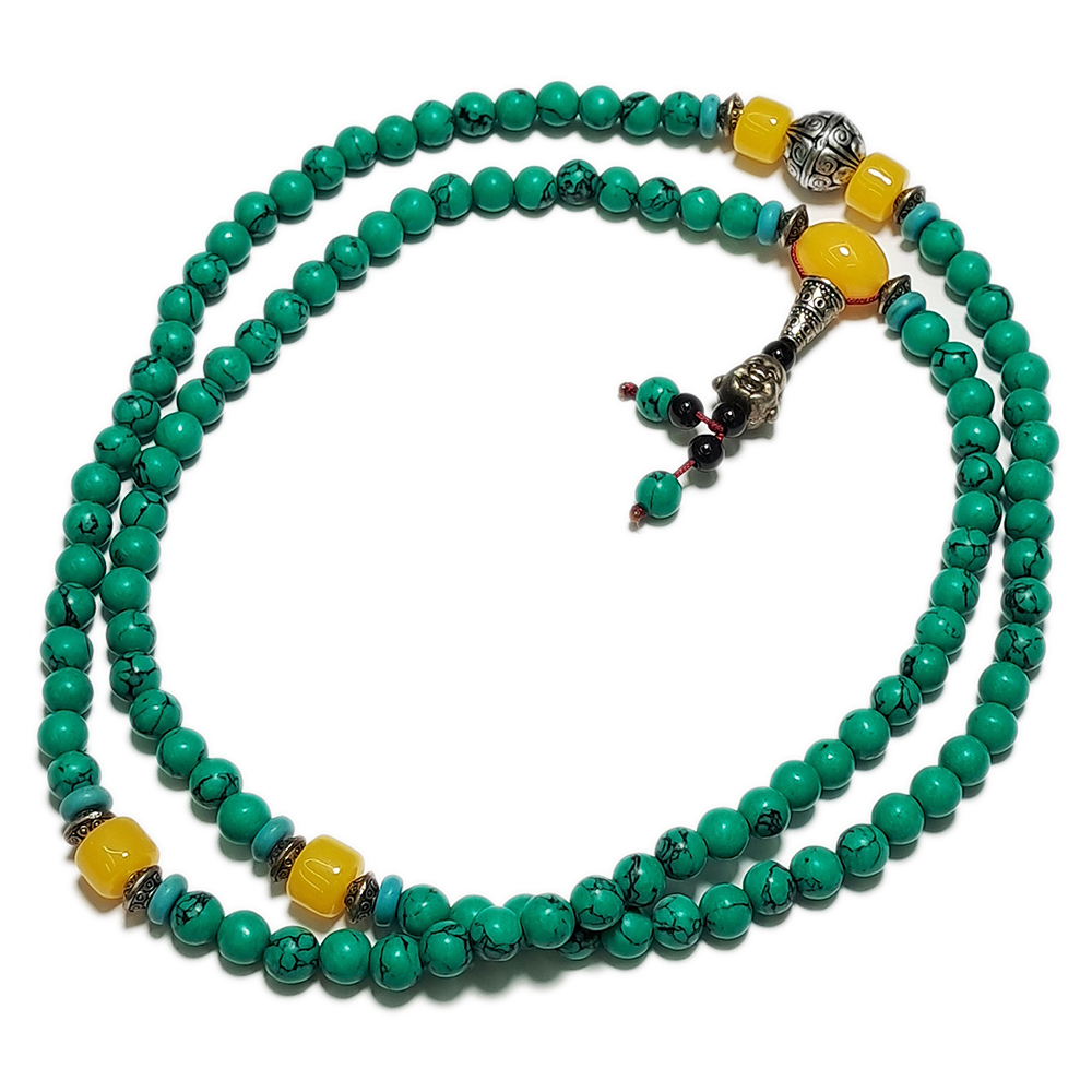 彌勒佛+綠松石108念珠6mm【十方】147380